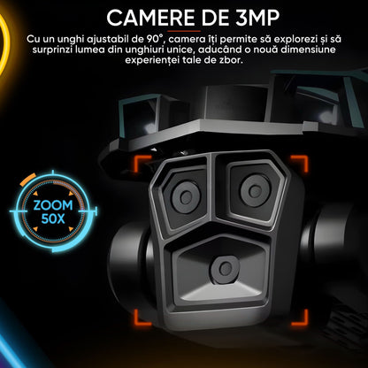 Drona inteligenta, Dronescu IFAero Pro, Cu 3 camere, Evitare obstacole 360°