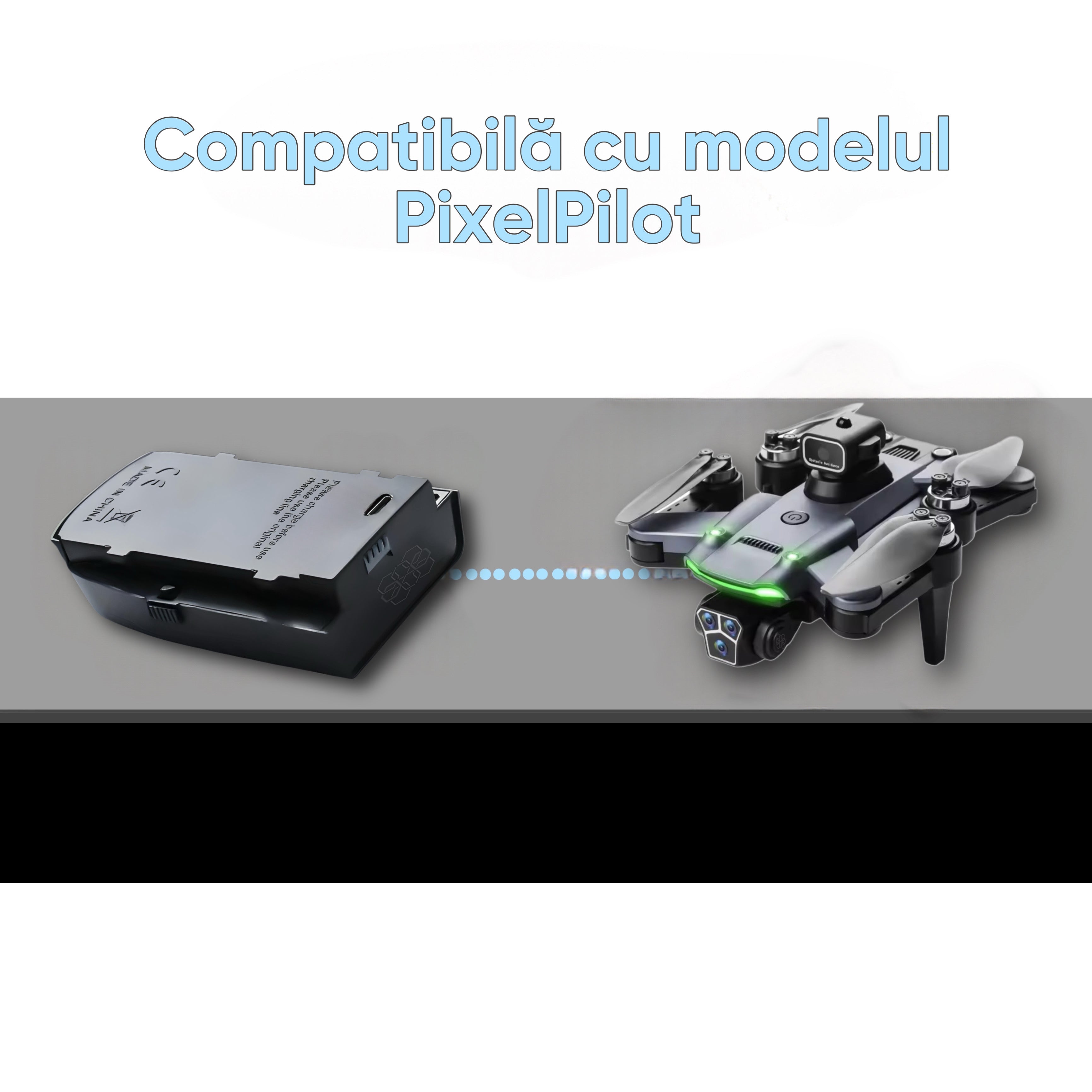 Baterie reincarcabila pentru drone, Li-Po, compatibila cu HexaCraft PixelPilot, 7.4V 3000mAh, Timp extins de zbor