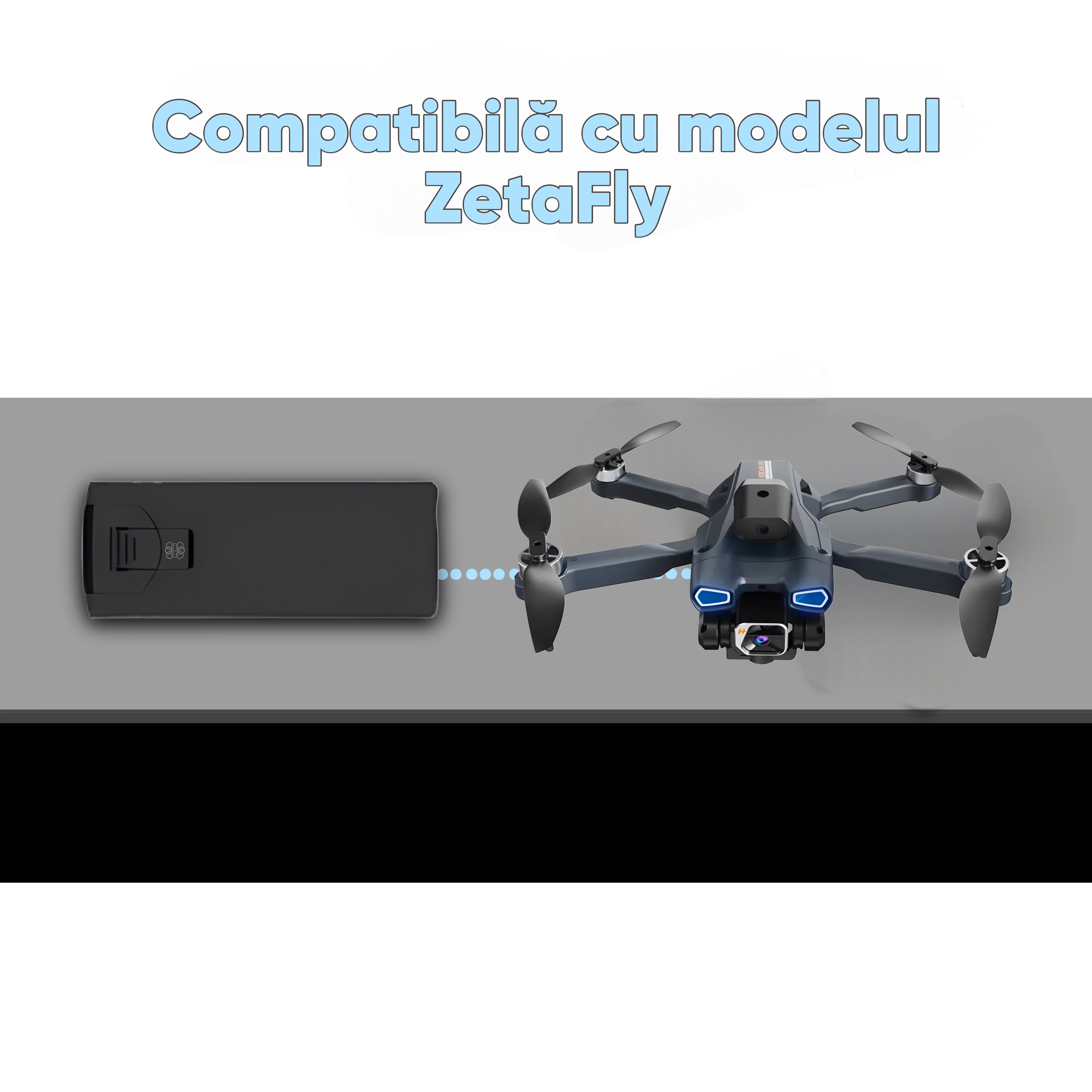 Baterie reincarcabila pentru drone, Li-Po, compatibila cu HexaCraft ZetaFly, 3.7V 2000mAh, Timp extins de zbor