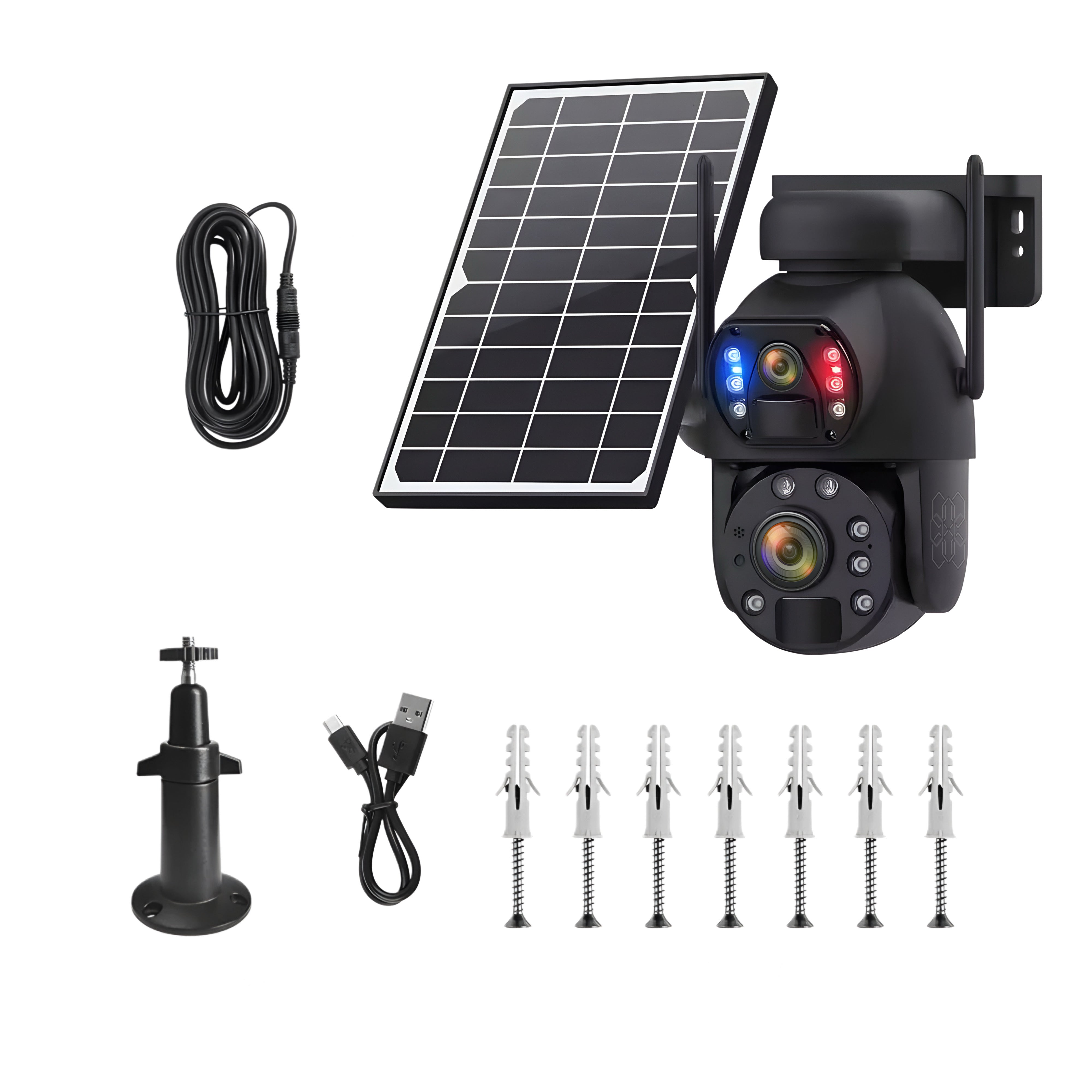Camera Supraveghere Solara 4G Duala 3MP + 3MP cu Zoom 50x, Detectie Umana AI, Vedere Nocturna 150m, Panou Solar 12000mAh, IP66, Audio Bidirectional, Fara WiFi
