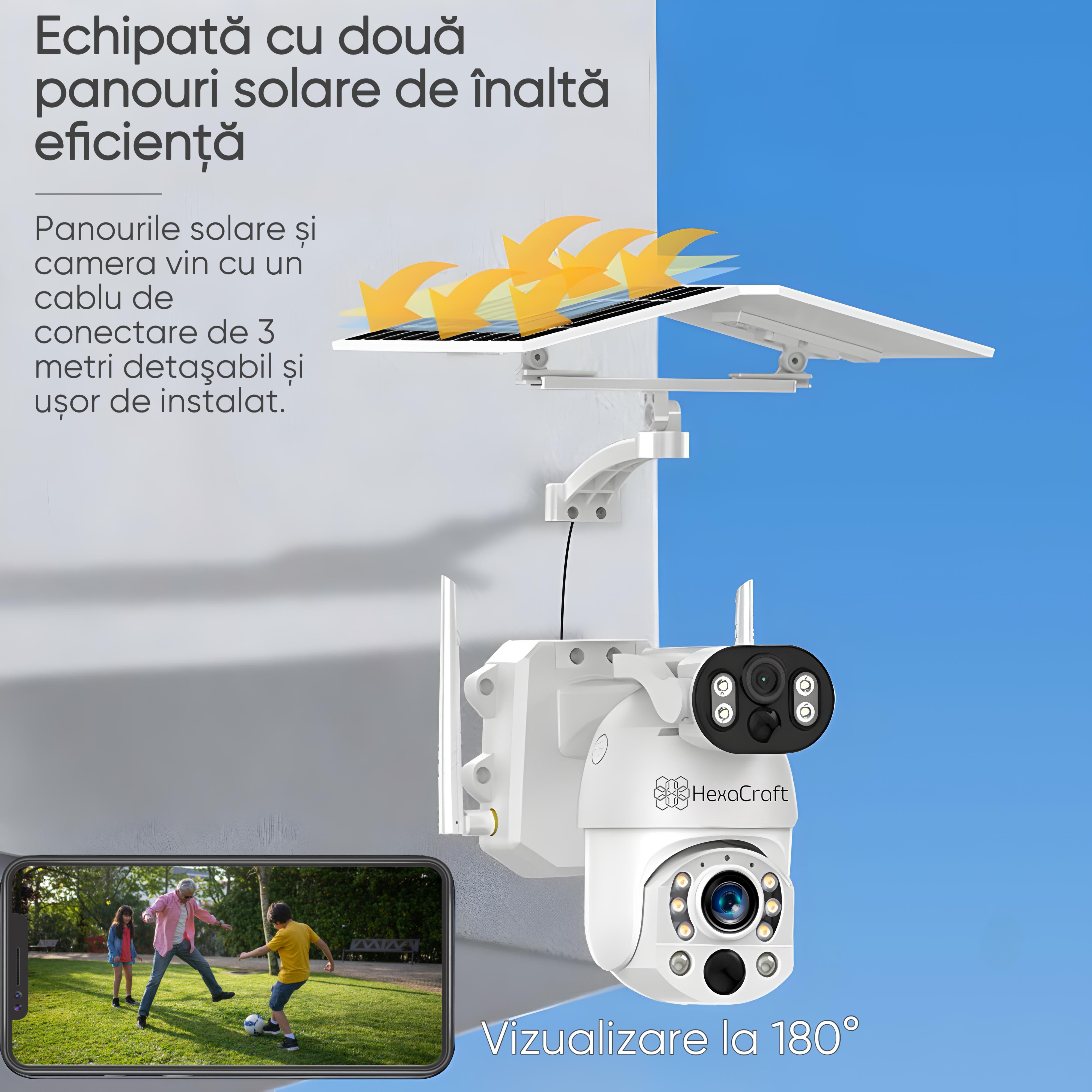 Camera de supraveghere HexaEye, Doua camere, 4K ULTRA HD