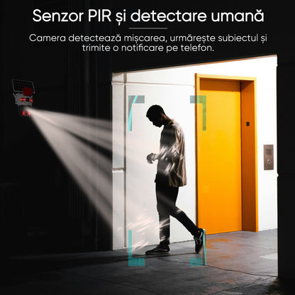 Camera de supraveghere, HexaEye, cu vedere tripla, Interior/Exterior, Panou solar 12000mAh