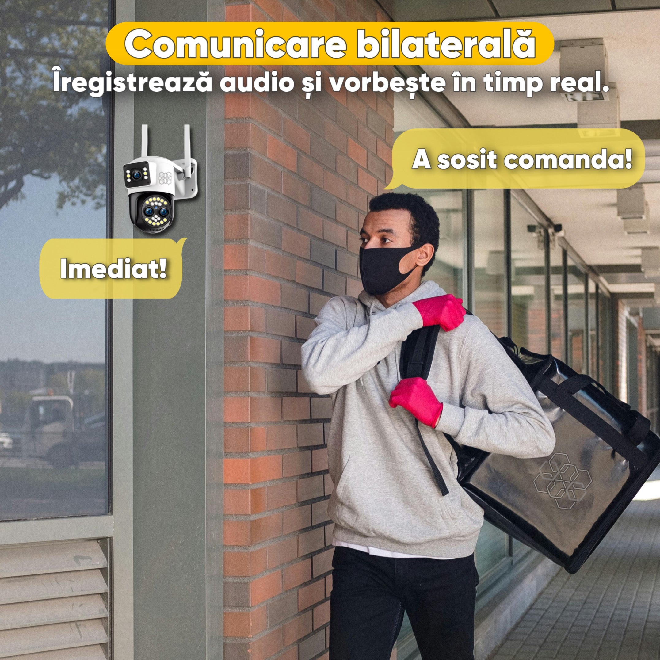 Camera de supraveghere Video CCTV 3 camere Ultra HD, WIFI, HexaEye