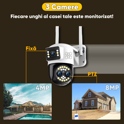 Camera de supraveghere Video CCTV 3 camere Ultra HD, WIFI, HexaEye