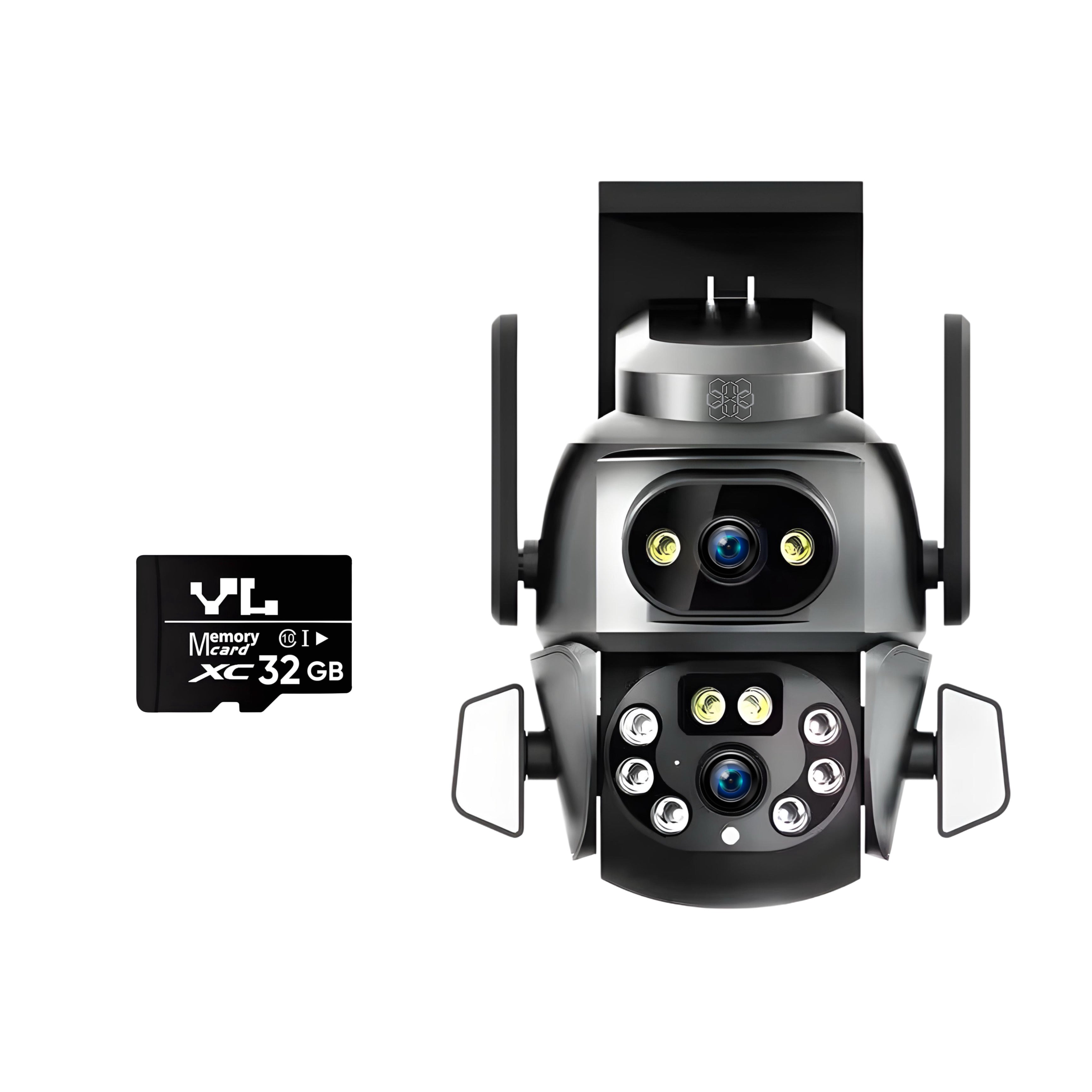 Camera de supraveghere PTZ cu 2 camere, Panou LED integrat, HexaEye