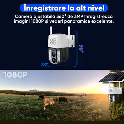Camera de supraveghere video PTZ, Panou solar si cartela SIM, HexaEye