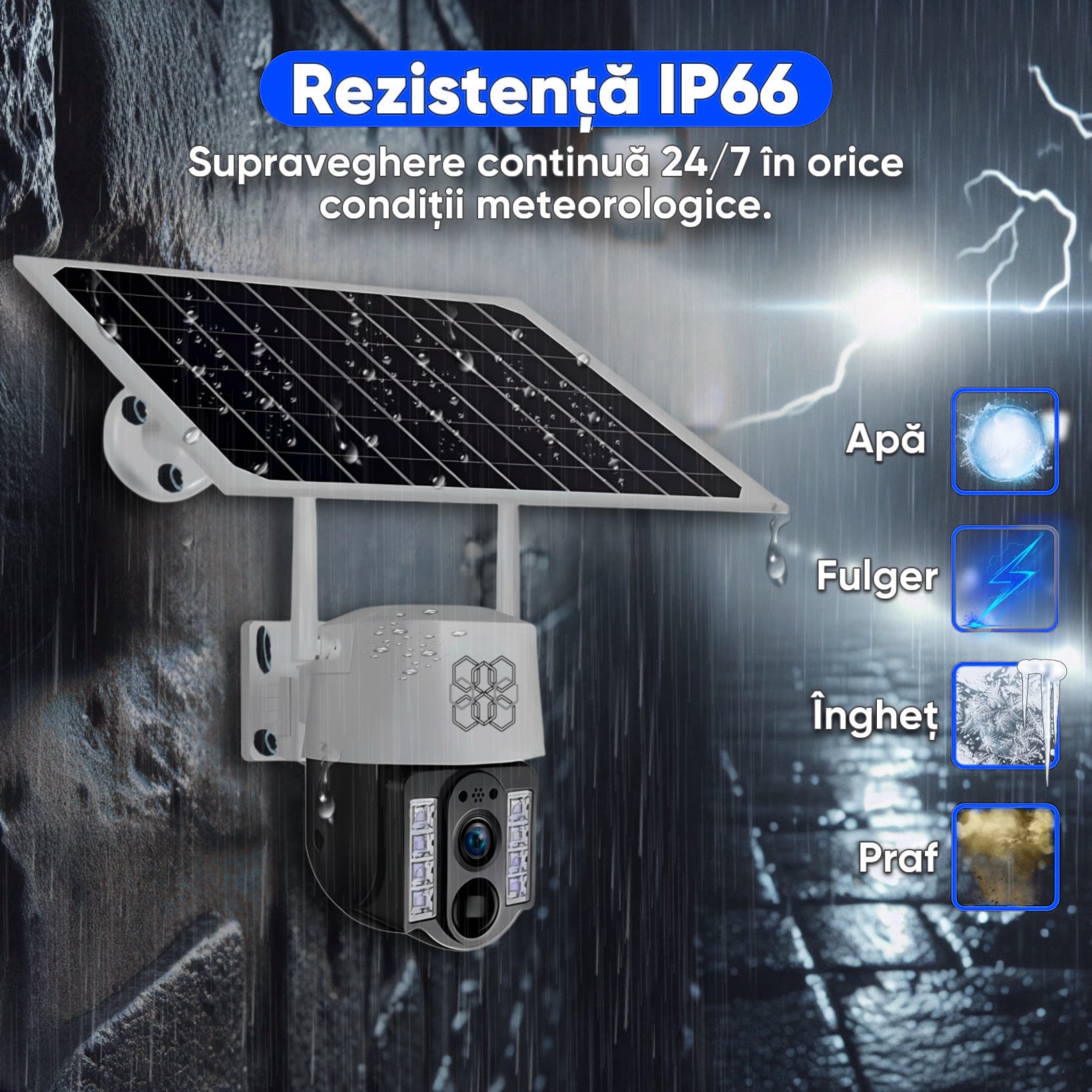 Camera de supraveghere video PTZ, Panou solar si cartela SIM, HexaEye