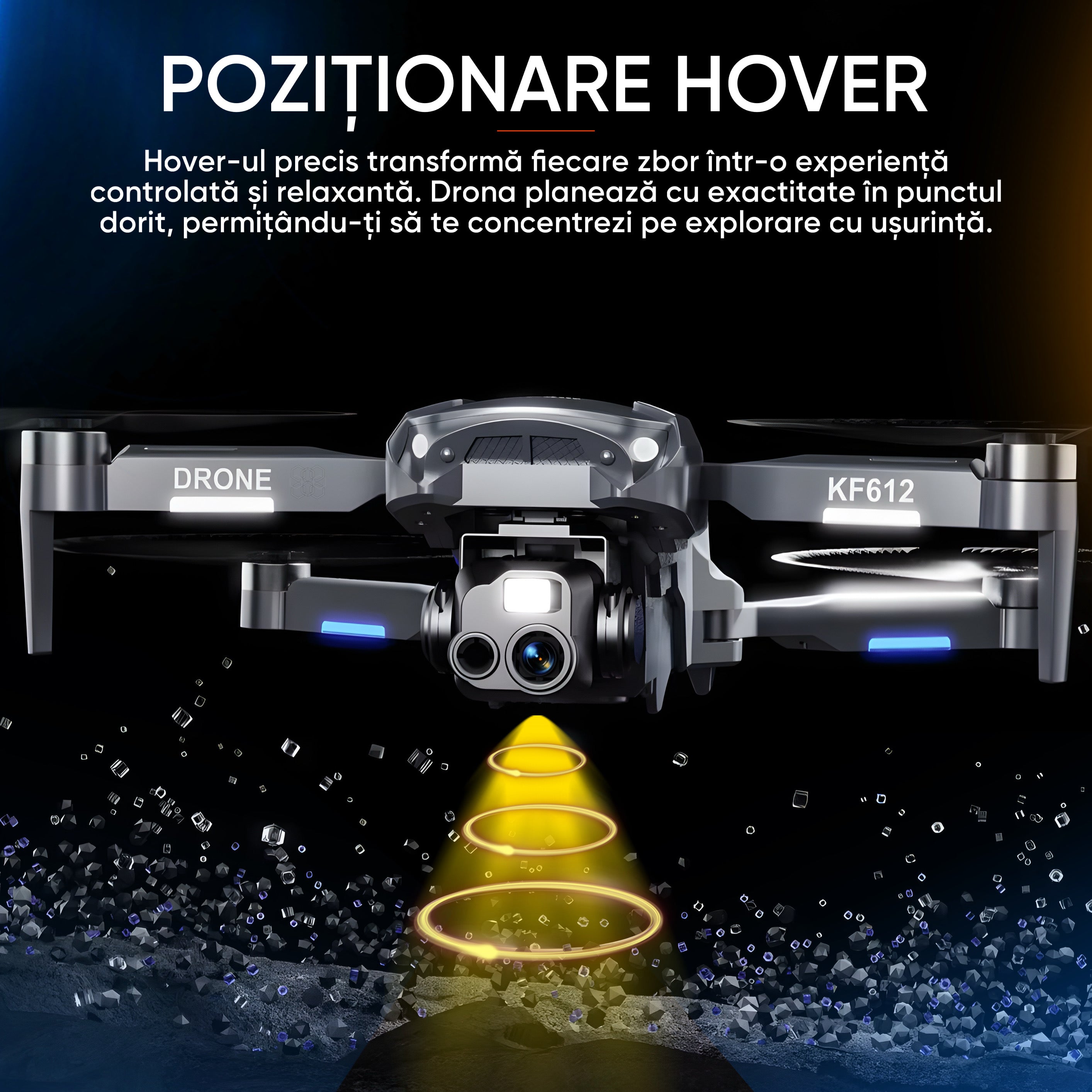 Drona HexaCraft BlackShark – Drona smart cu camera pentru copii, Headless Mode, Hover
