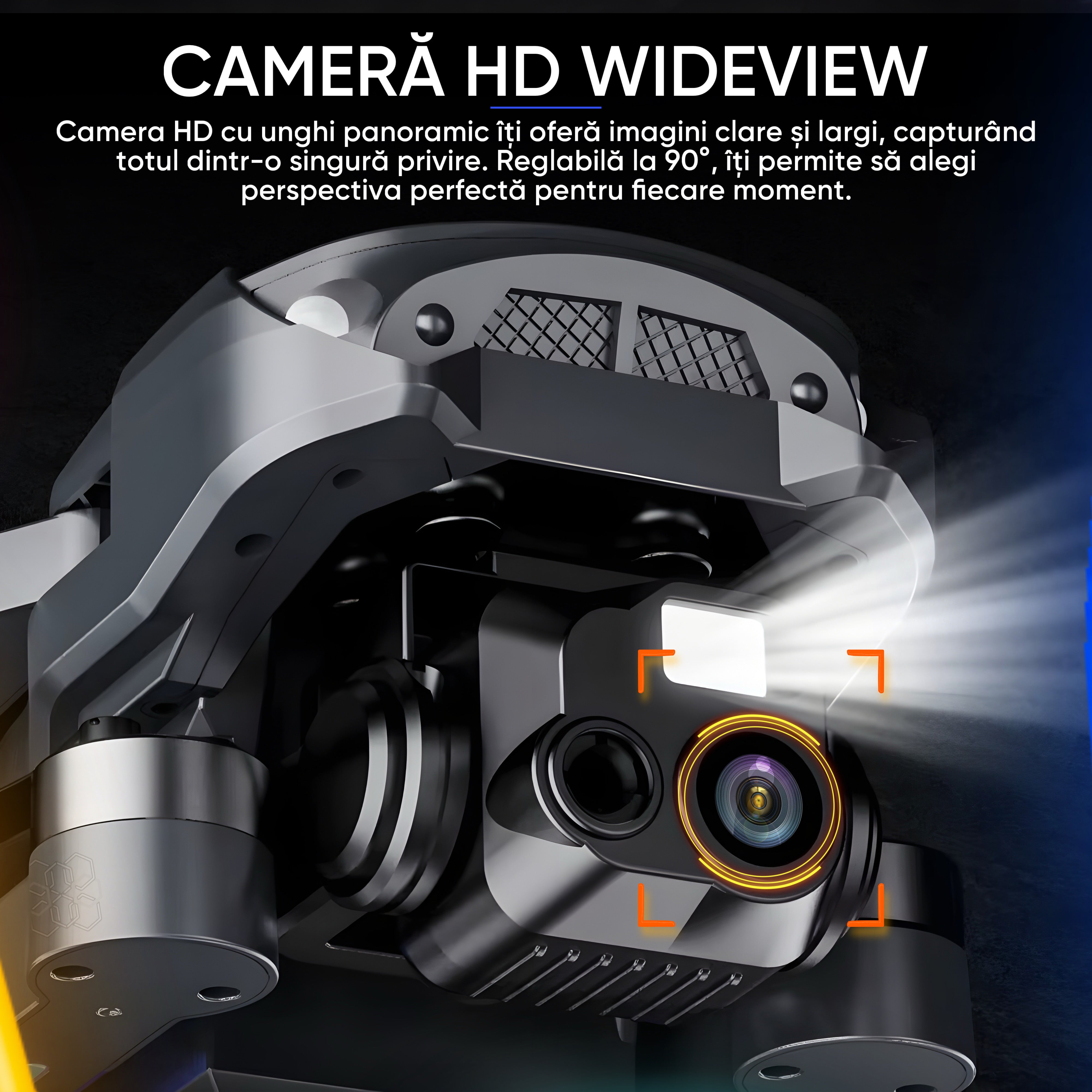 Drona HexaCraft BlackShark – Drona smart cu camera pentru copii, Headless Mode, Hover