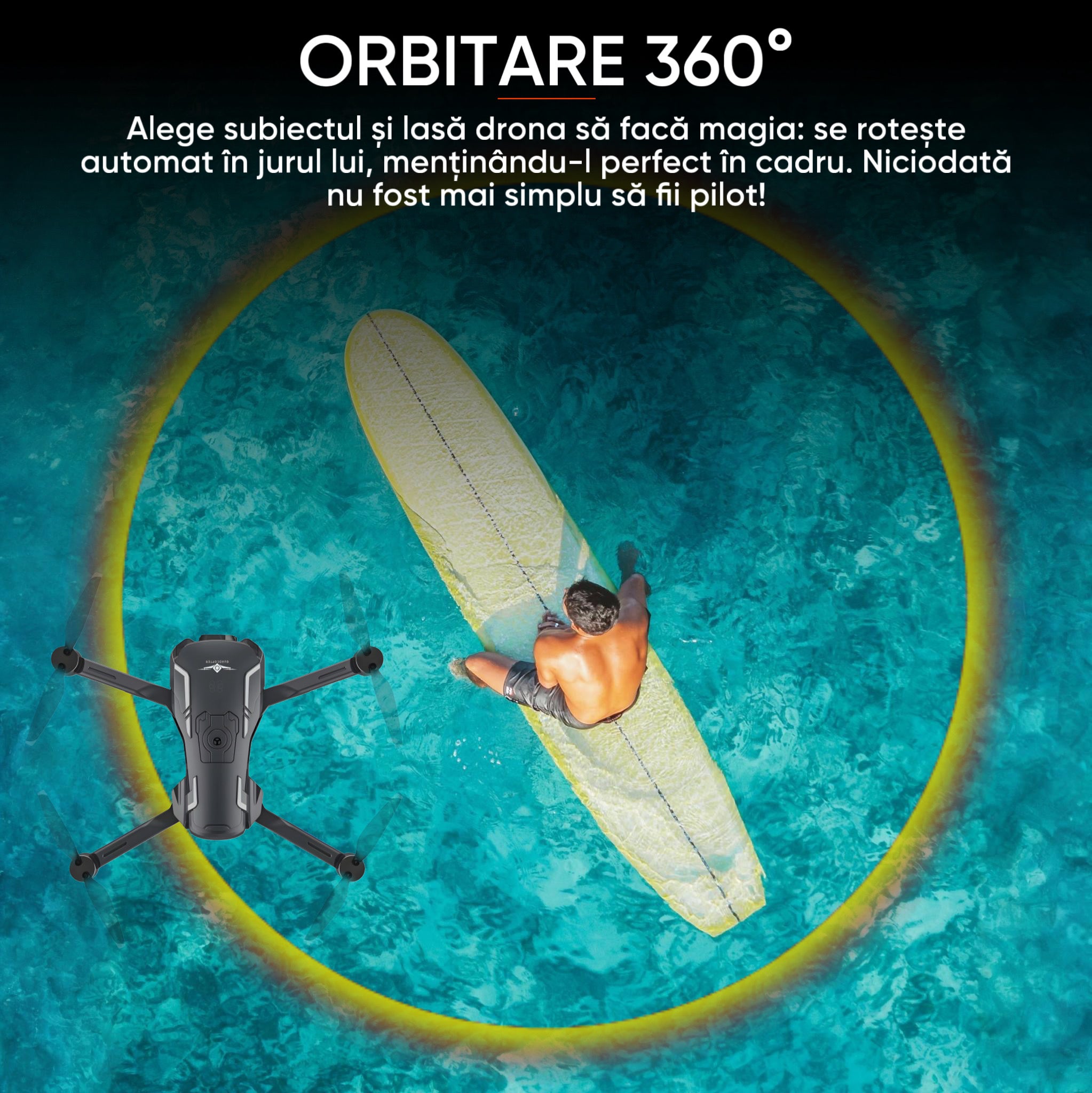 Drona HexaCraft BlackShark – Drona smart cu camera pentru copii, Headless Mode, Hover