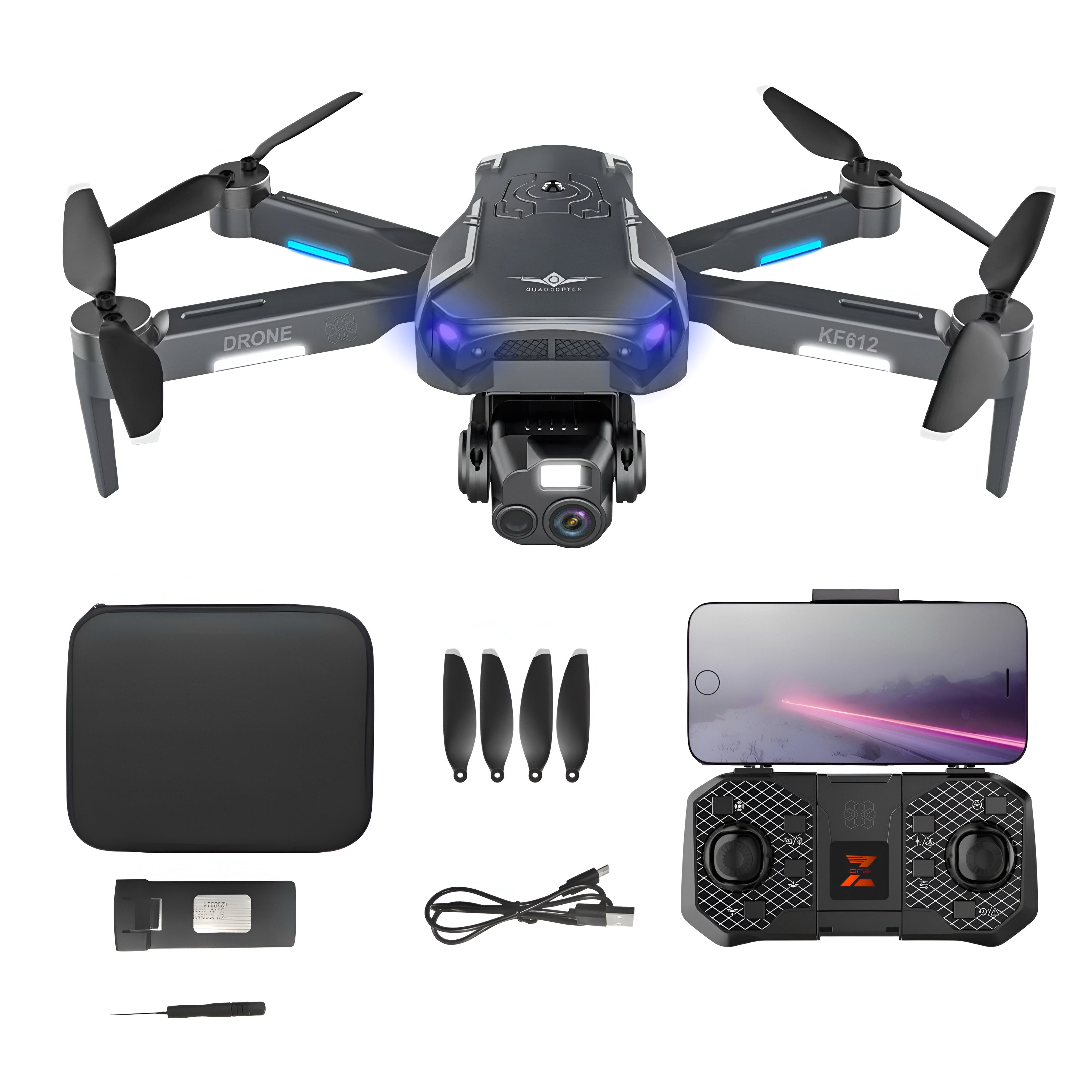 Drona HexaCraft BlackShark – Drona smart cu camera pentru copii, Headless Mode, Hover