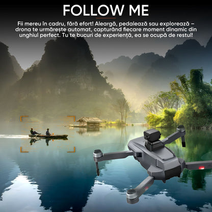 Drona Profesionala, Dronescu, AltusAir, GPS, 5G, Camera Duala 6k, Distanta maxima 3 KM, Evitare obstacole 360, Material premium rezistent la coliziuni, Return to home, Smart Follow, Negru