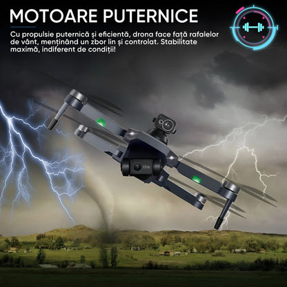 Drona Profesionala, Dronescu, AltusAir, GPS, 5G, Camera Duala 6k, Distanta maxima 3 KM, Evitare obstacole 360, Material premium rezistent la coliziuni, Return to home, Smart Follow, Negru