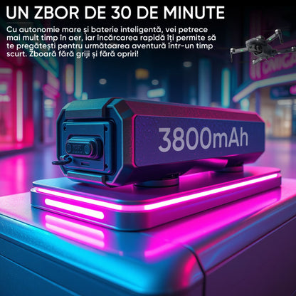 Drona Profesionala, Dronescu, AltusAir, GPS, 5G, Camera Duala 6k, Distanta maxima 3 KM, Evitare obstacole 360, Material premium rezistent la coliziuni, Return to home, Smart Follow, Negru