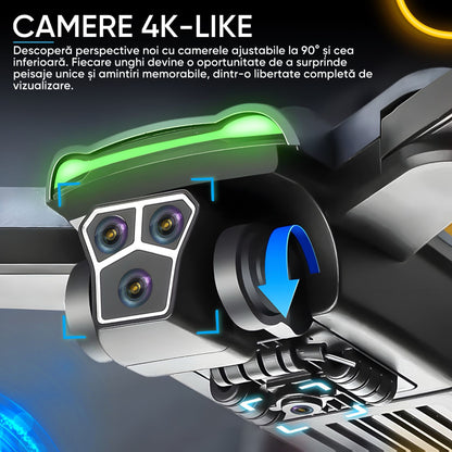 Drona QuadCopter inteligenta cu GPS, copii sau adulti, Dronescu, Model PixelPilot, Tip UAV cu senzor de evitare a obstacolelor, Fotografiere 8K, Filmare Full HD, Telecomanda Cu display integrat, usor de controlat si de fotografiat