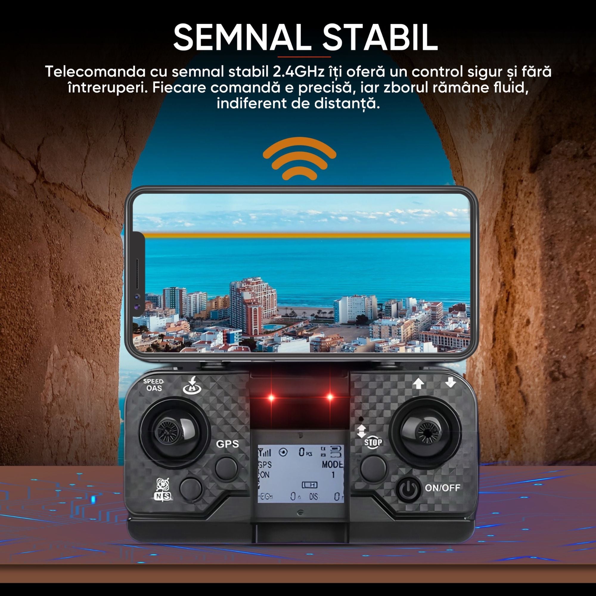 Drona QuadCopter inteligenta cu GPS, copii sau adulti, Dronescu, Model PixelPilot, Tip UAV cu senzor de evitare a obstacolelor, Fotografiere 8K, Filmare Full HD, Telecomanda Cu display integrat, usor de controlat si de fotografiat