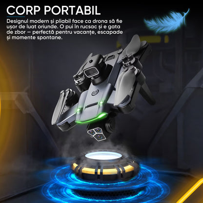 Drona QuadCopter inteligenta cu GPS, copii sau adulti, Dronescu, Model PixelPilot, Tip UAV cu senzor de evitare a obstacolelor, Fotografiere 8K, Filmare Full HD, Telecomanda Cu display integrat, usor de controlat si de fotografiat