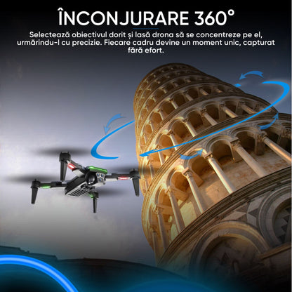 Drona QuadCopter inteligenta cu GPS, copii sau adulti, Dronescu, Model PixelPilot, Tip UAV cu senzor de evitare a obstacolelor, Fotografiere 8K, Filmare Full HD, Telecomanda Cu display integrat, usor de controlat si de fotografiat