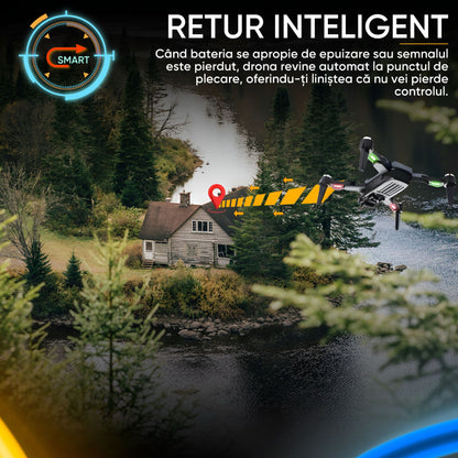 Drona QuadCopter inteligenta cu GPS, copii sau adulti, Dronescu, Model PixelPilot, Tip UAV cu senzor de evitare a obstacolelor, Fotografiere 8K, Filmare Full HD, Telecomanda Cu display integrat, usor de controlat si de fotografiat