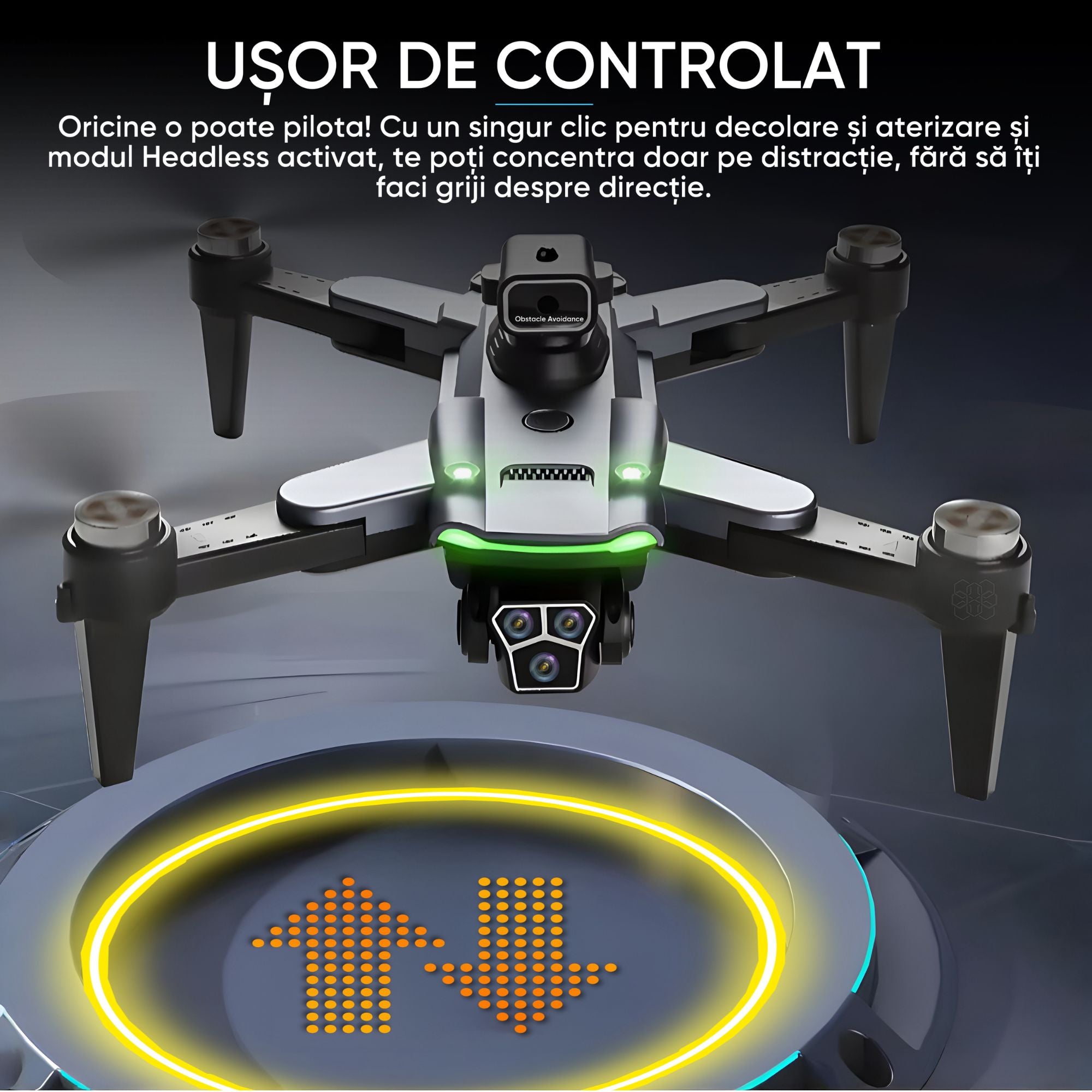 Drona QuadCopter inteligenta cu GPS, copii sau adulti, Dronescu, Model PixelPilot, Tip UAV cu senzor de evitare a obstacolelor, Fotografiere 8K, Filmare Full HD, Telecomanda Cu display integrat, usor de controlat si de fotografiat