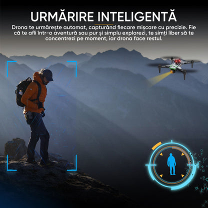Drona QuadCopter inteligenta cu GPS, copii sau adulti, Dronescu, Model PixelPilot, Tip UAV cu senzor de evitare a obstacolelor, Fotografiere 8K, Filmare Full HD, Telecomanda Cu display integrat, usor de controlat si de fotografiat