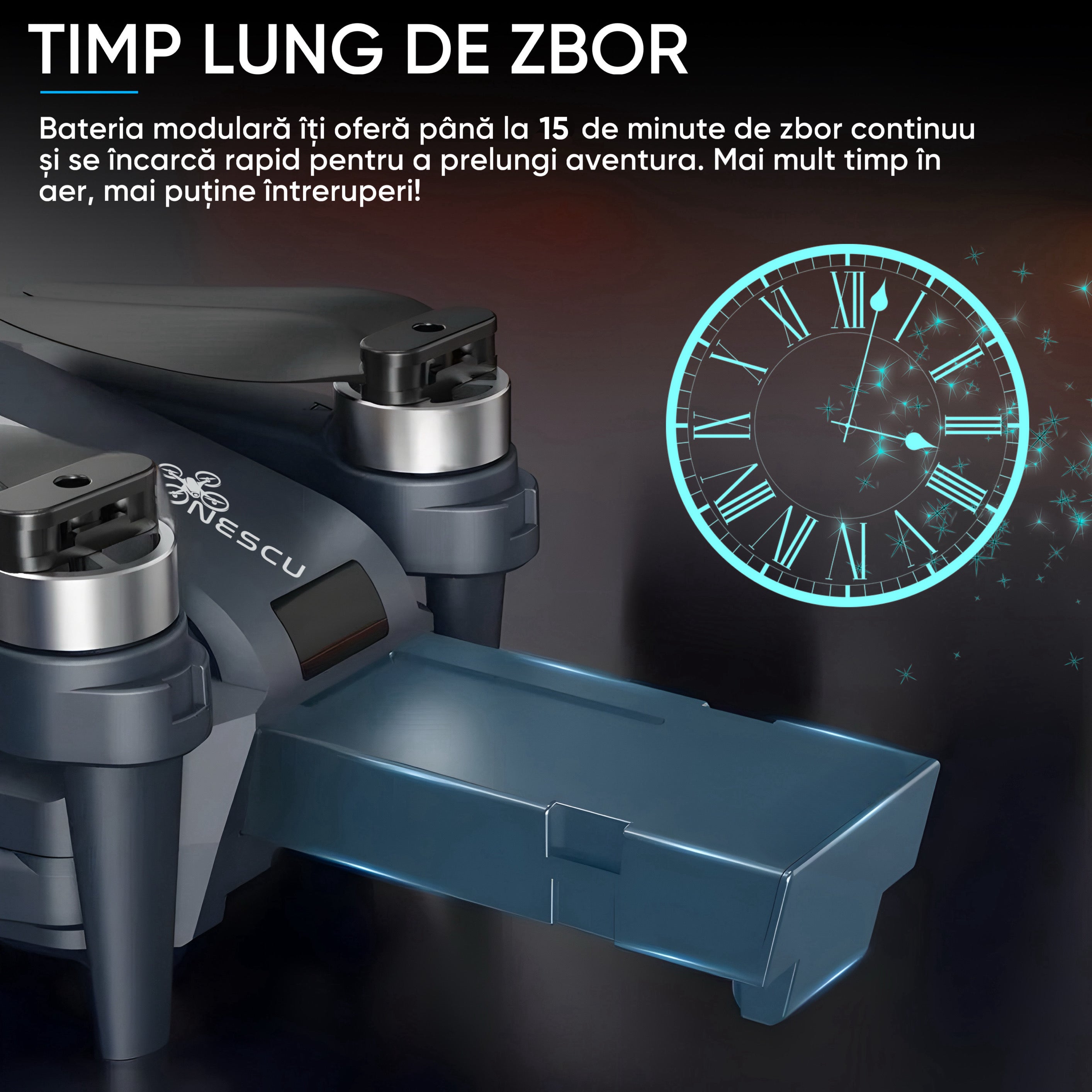 Drona pentru nivel mediu, Dronescu, Model ZetaFly, GPS, 5G, 3 Camere HD
