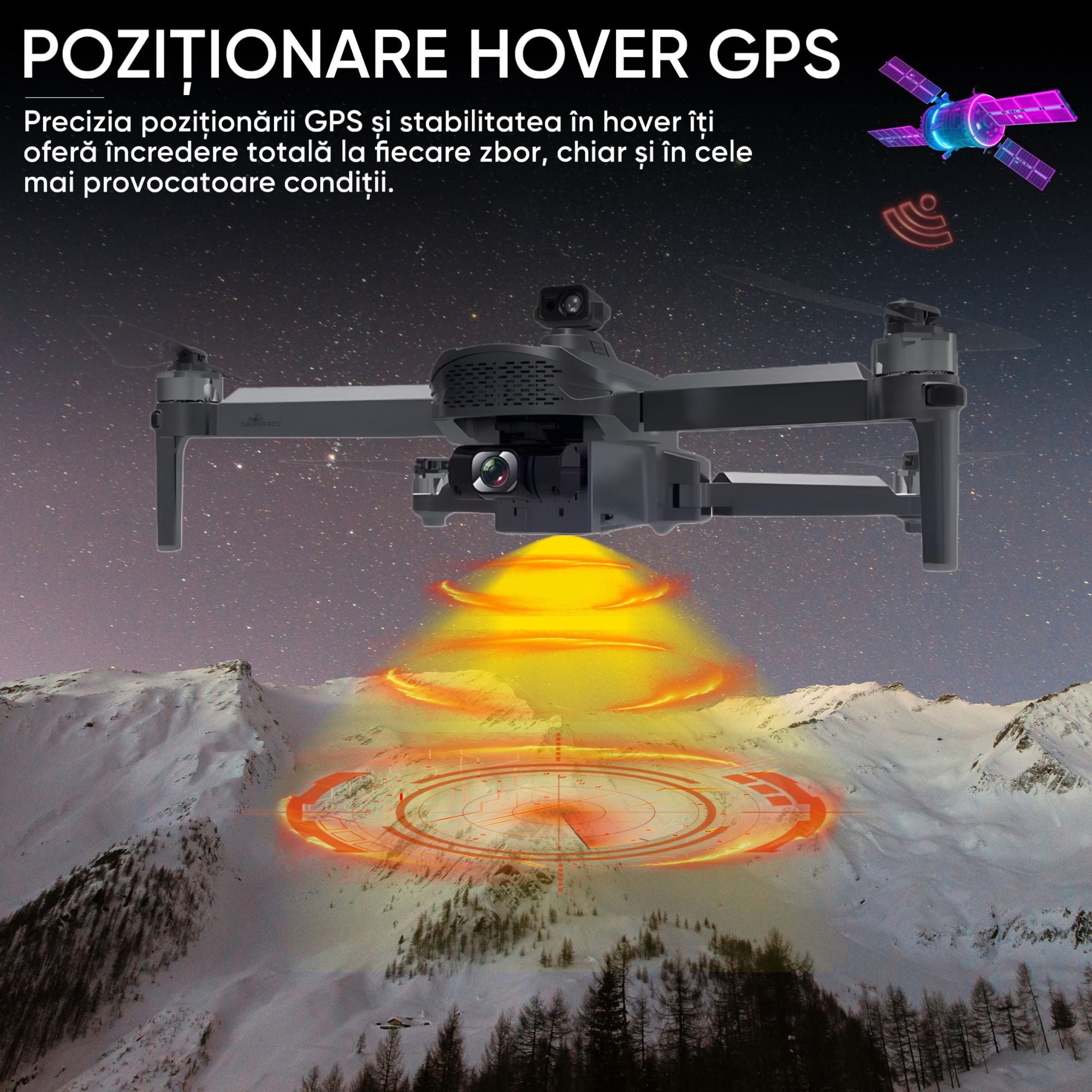 Drona profesionala pentru incepatori sau avansati, Dronescu, Model Sparks 011RTS, Tip vehicul UAV Aerian cu pilot independent, gimbal de stabilizare anti tremurat, Fotografiere 4K, Filmare Full HD, GPS de ultima generatie integrat