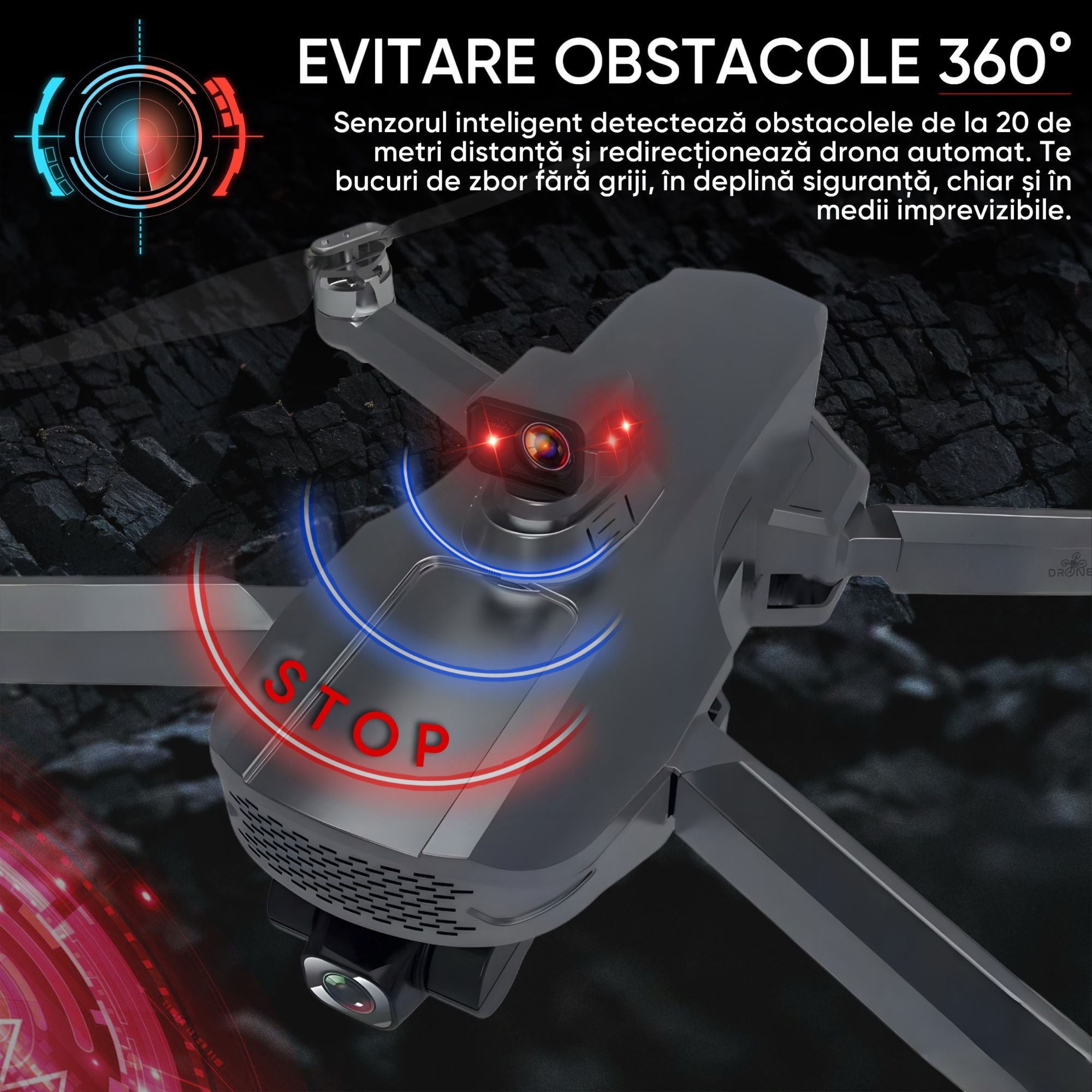 Drona profesionala pentru incepatori sau avansati, Dronescu, Model Sparks 011RTS, Tip vehicul UAV Aerian cu pilot independent, gimbal de stabilizare anti tremurat, Fotografiere 4K, Filmare Full HD, GPS de ultima generatie integrat