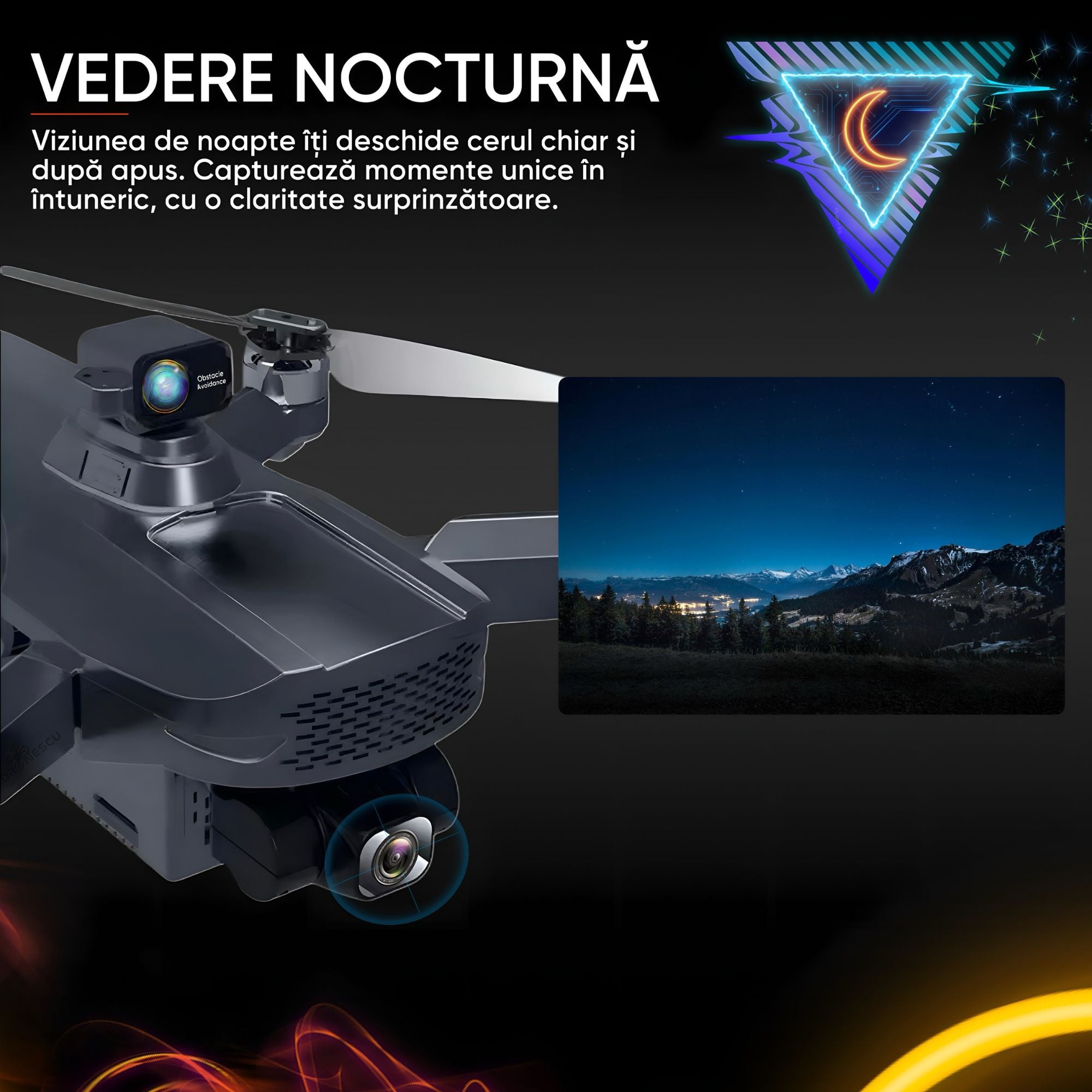 Drona profesionala pentru incepatori sau avansati, Dronescu, Model Sparks 011RTS, Tip vehicul UAV Aerian cu pilot independent, gimbal de stabilizare anti tremurat, Fotografiere 4K, Filmare Full HD, GPS de ultima generatie integrat