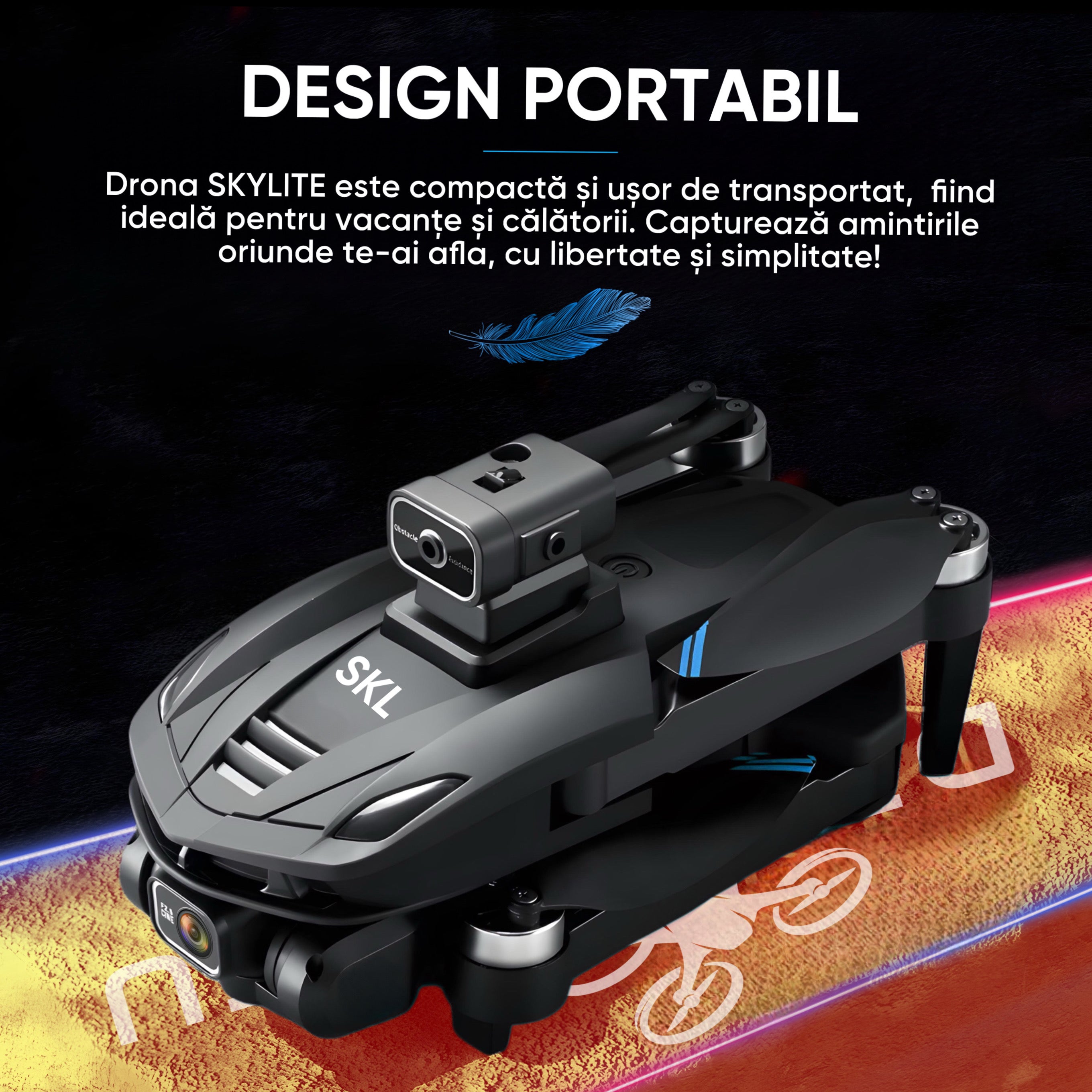 Drona Dronescu, SkyLite, HD Ultra Vision, pentru copii si adulti, senzor de evitare al obstacolelor