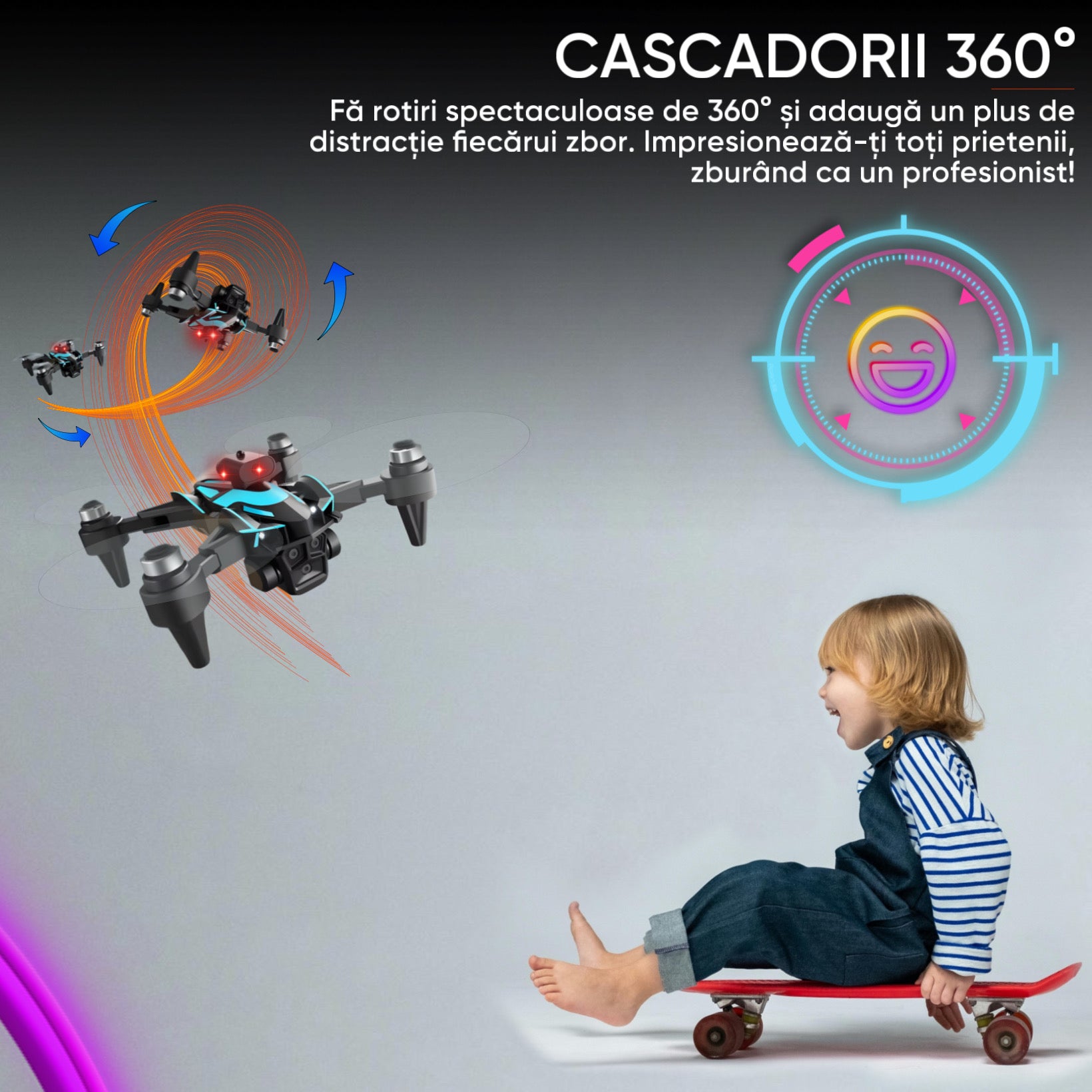 Drona inteligenta, HexaCraft IFAero Pro, Cu 3 camere, Evitare obstacole 360°