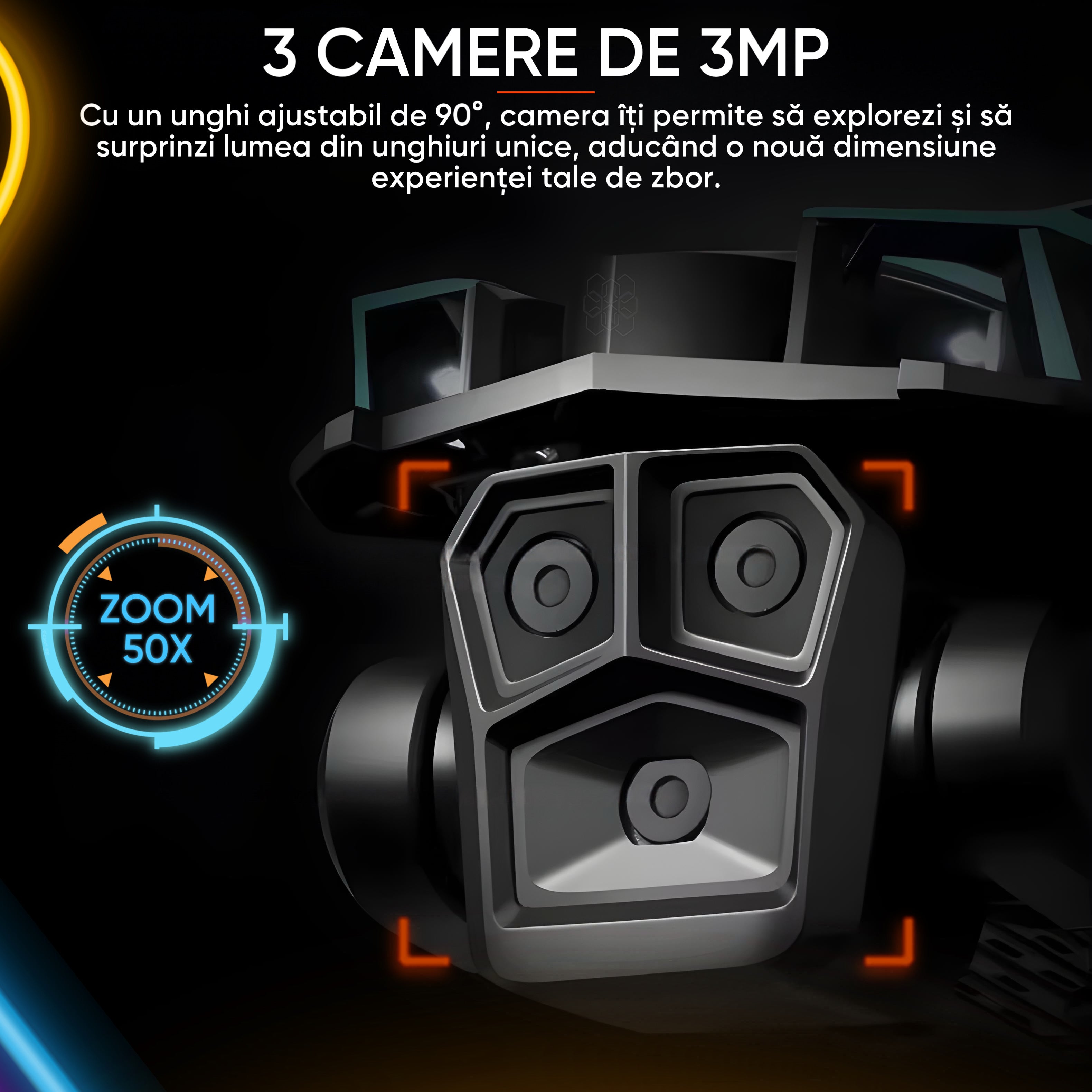 Drona inteligenta, HexaCraft IFAero Pro, Cu 3 camere, Evitare obstacole 360°