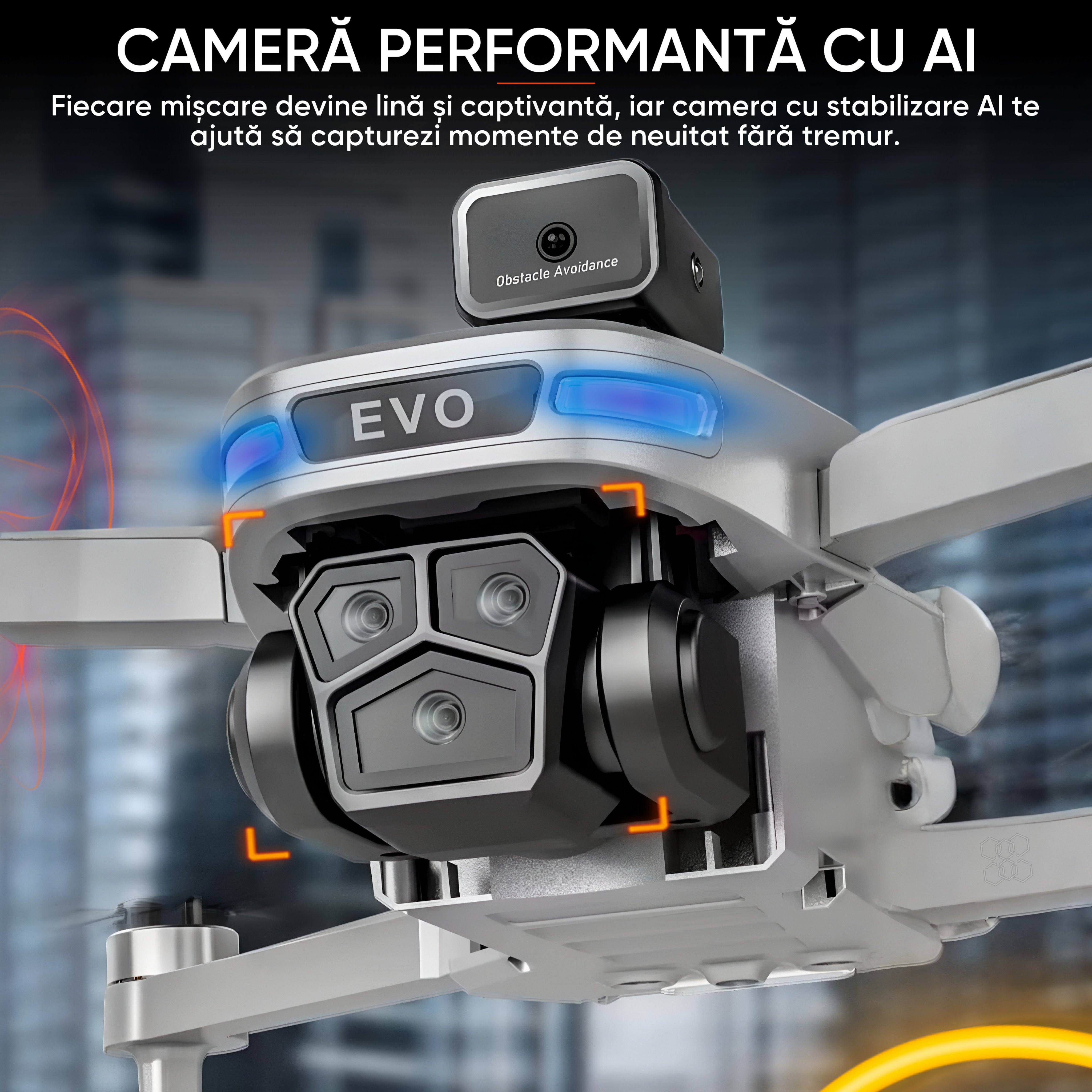 Drona inteligenta, model WhiteBeast, Camera tripla, REBORN