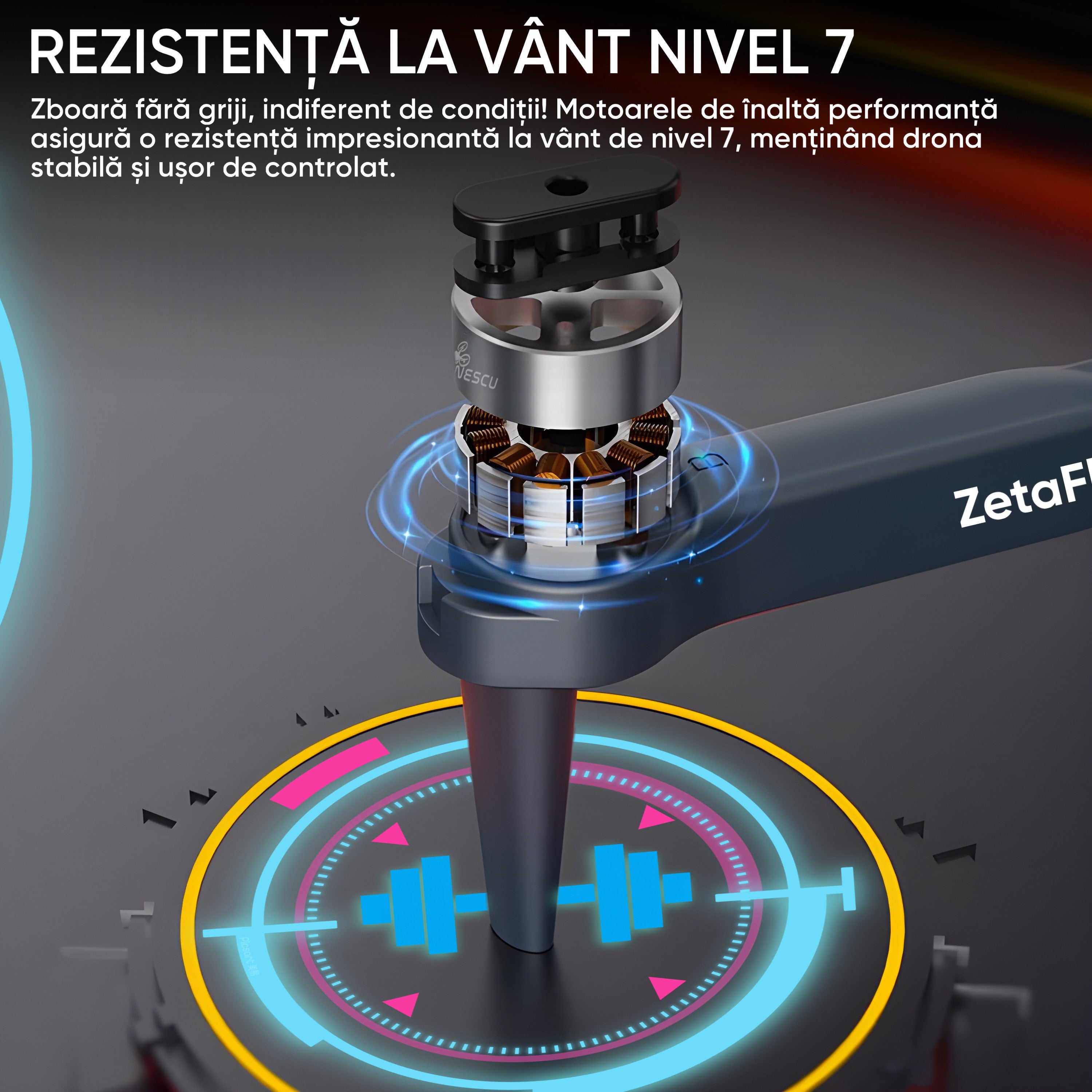Drona pentru nivel mediu, Dronescu, Model ZetaFly, GPS, 5G, 3 Camere HD