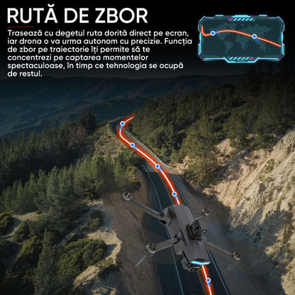 Dronescu AngelSword – Drona cu camera duala pe gimbal 3 axe, GPS, AI Follow Me, ecran telecomanda, senzori 360, 28min zbor