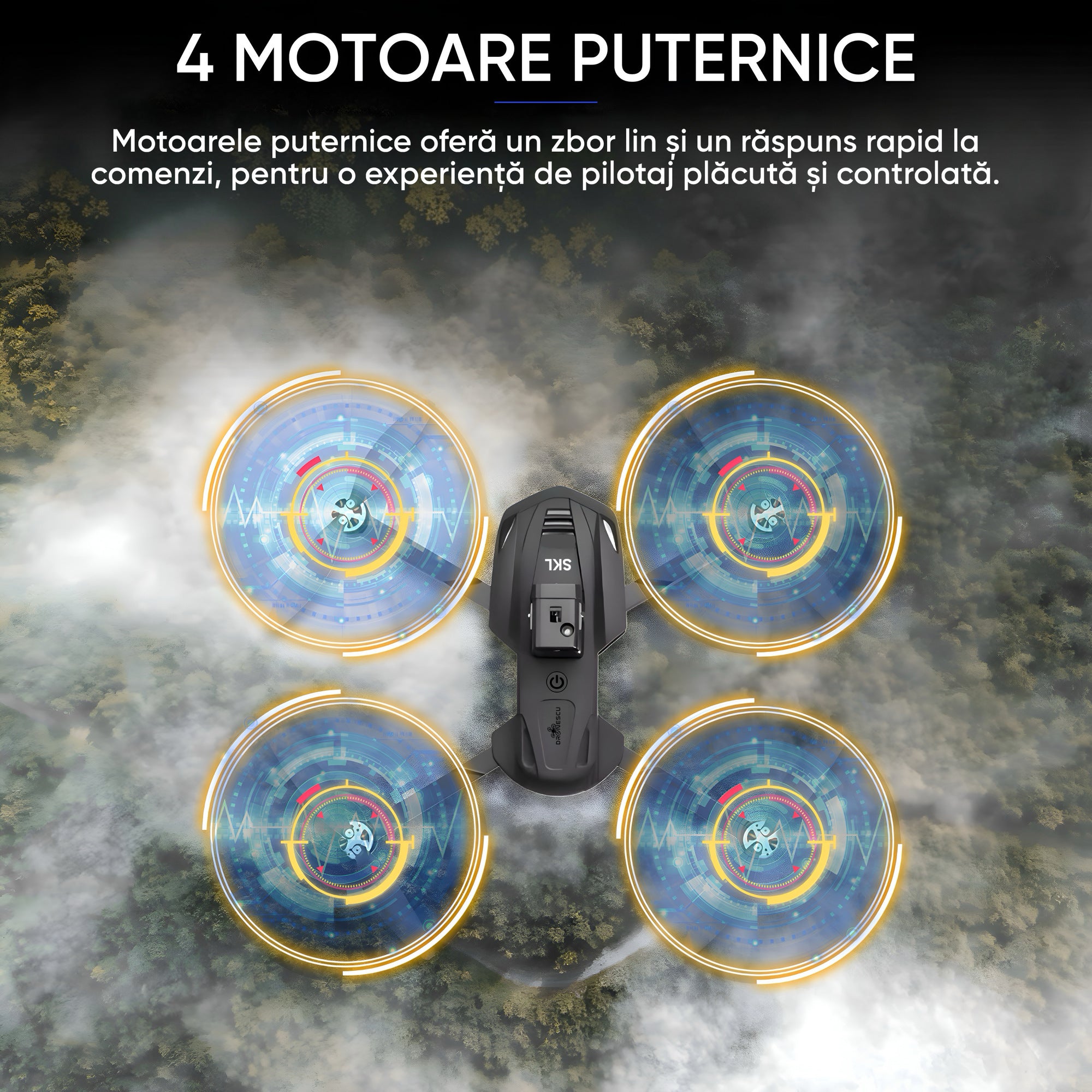 Drona Dronescu, SKYLITE, cu camera HD , pentru copii si adulti, senzor de evitare al obstacolelor