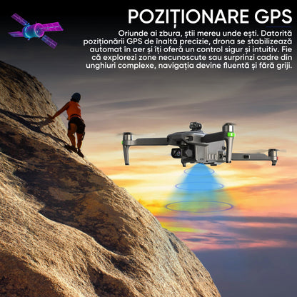HexaCraft Aerovex – Drona profesionala cu camera 360 pe gimbal 3 axe, 45min zbor, ecran 5.5 inch, GPS si raza 10km