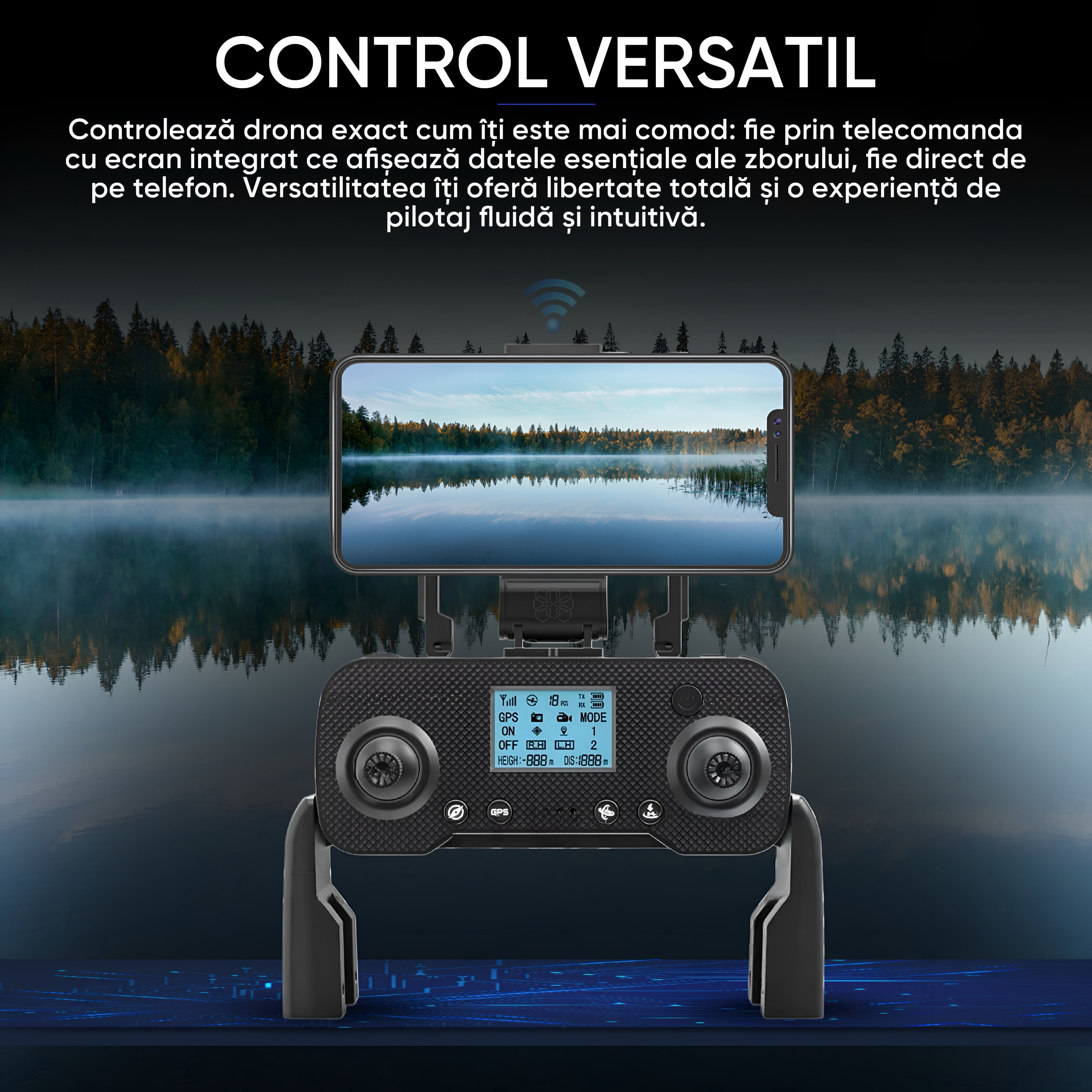 HexaCraft AngelSword – Drona cu camera duala pe gimbal 3 axe, GPS, AI Follow Me, ecran telecomanda, senzori 360, 28min zbor