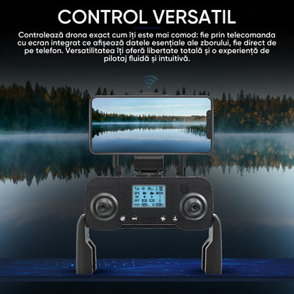 HexaCraft AngelSword – Drona cu camera duala pe gimbal 3 axe, GPS, AI Follow Me, ecran telecomanda, senzori 360, 28min zbor