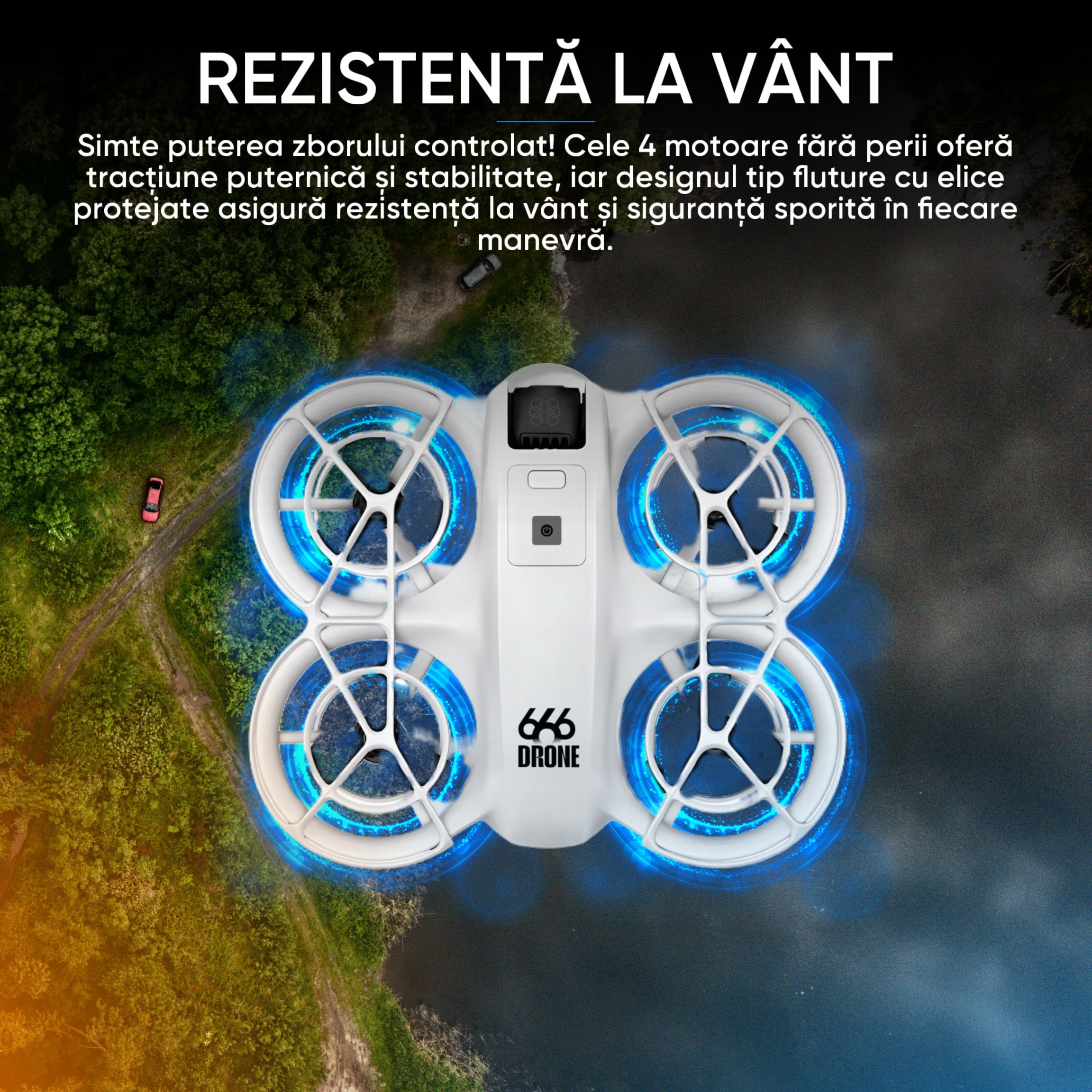 HexaCraft Droneo Alpha – Drona usoara cu camera HD wide 180°, ecran HDR, control telefon sau telecomanda, Headless Mode, rotire 360, functie gesturi, 15 min zbor
