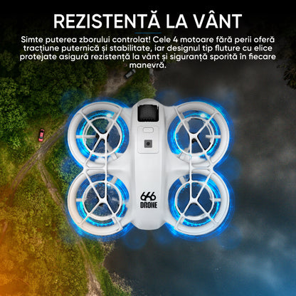 HexaCraft Droneo Alpha – Drona usoara cu camera HD wide 180°, ecran HDR, control telefon sau telecomanda, Headless Mode, rotire 360, functie gesturi, 15 min zbor