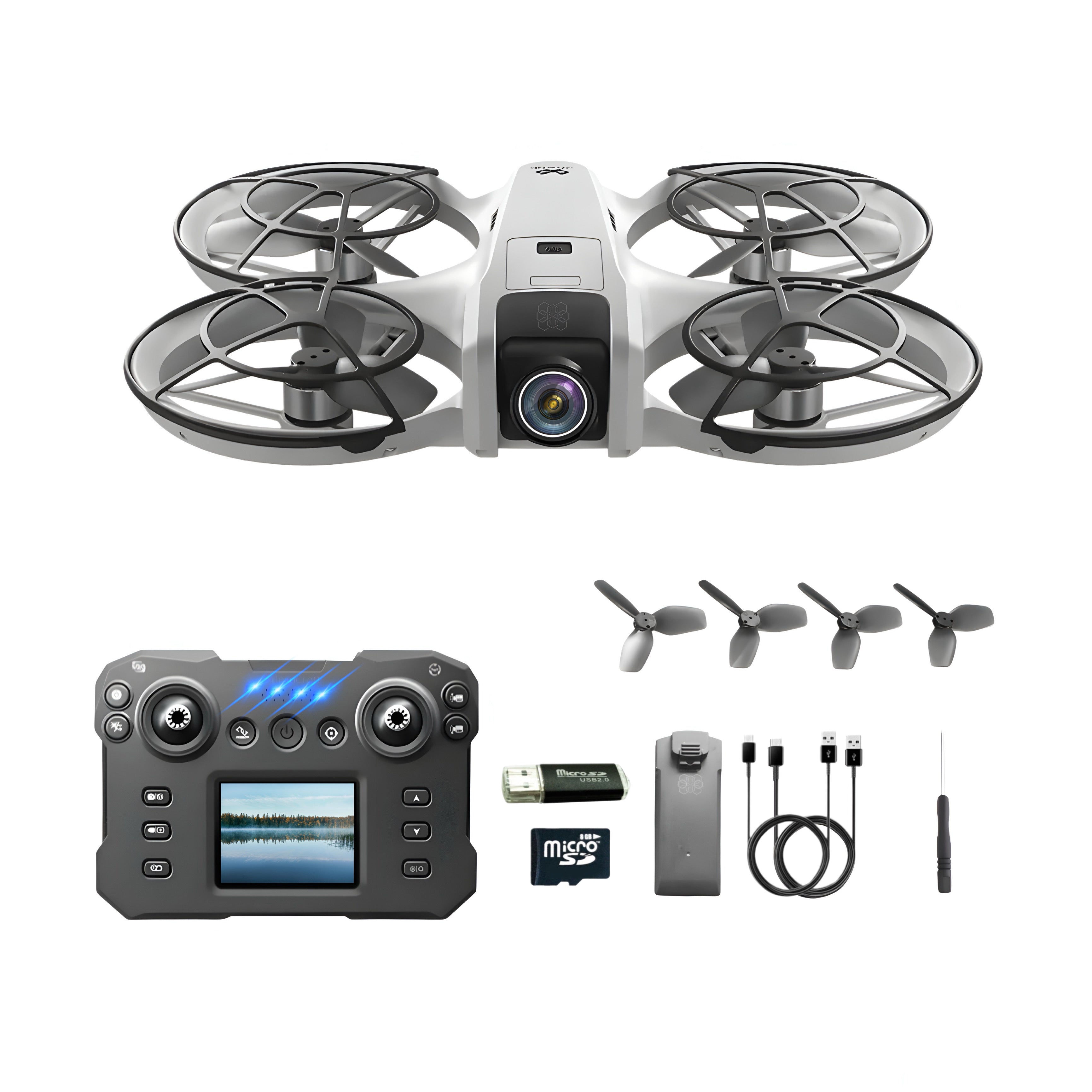 HexaCraft Droneo Alpha – Drona usoara cu camera HD wide 180°, ecran HDR, control telefon sau telecomanda, Headless Mode, rotire 360, functie gesturi, 15 min zbor
