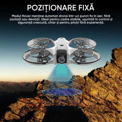 HexaCraft Droneo Alpha – Drona usoara cu camera HD wide 180°, ecran HDR, control telefon sau telecomanda, Headless Mode, rotire 360, functie gesturi, 15 min zbor