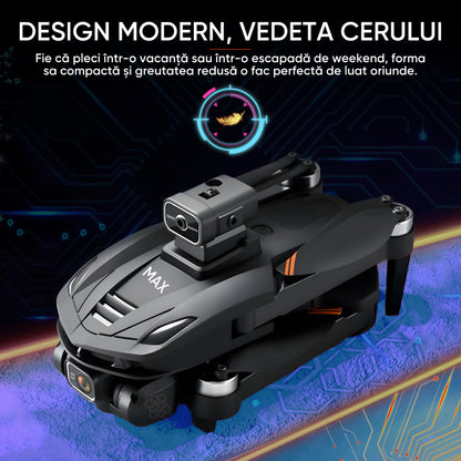 HexaCraft SkyBite MAX – Drona cu 2 camere HD 8K, ecran 4.5 inch, senzor 360, GPS, retur automat, motor brushless, 30min zbor, 3km raza, pliere compacta