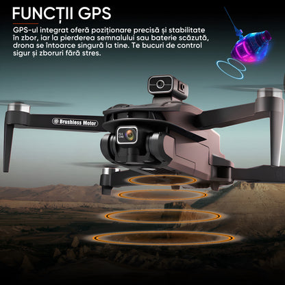 HexaCraft SkyBite MAX – Drona cu 2 camere HD 8K, ecran 4.5 inch, senzor 360, GPS, retur automat, motor brushless, 30min zbor, 3km raza, pliere compacta