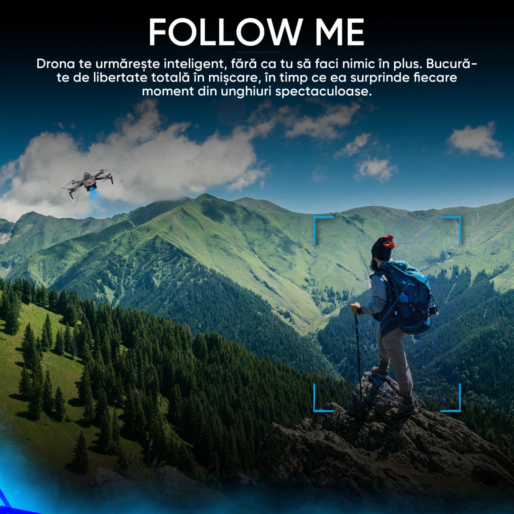HexaCraft SkyBite MAX – Drona cu 2 camere HD 8K, ecran 4.5 inch, senzor 360, GPS, retur automat, motor brushless, 30min zbor, 3km raza, pliere compacta