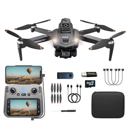 HexaCraft SkyBite MAX – Drona cu 2 camere HD 8K, ecran 4.5 inch, senzor 360, GPS, retur automat, motor brushless, 30min zbor, 3km raza, pliere compacta