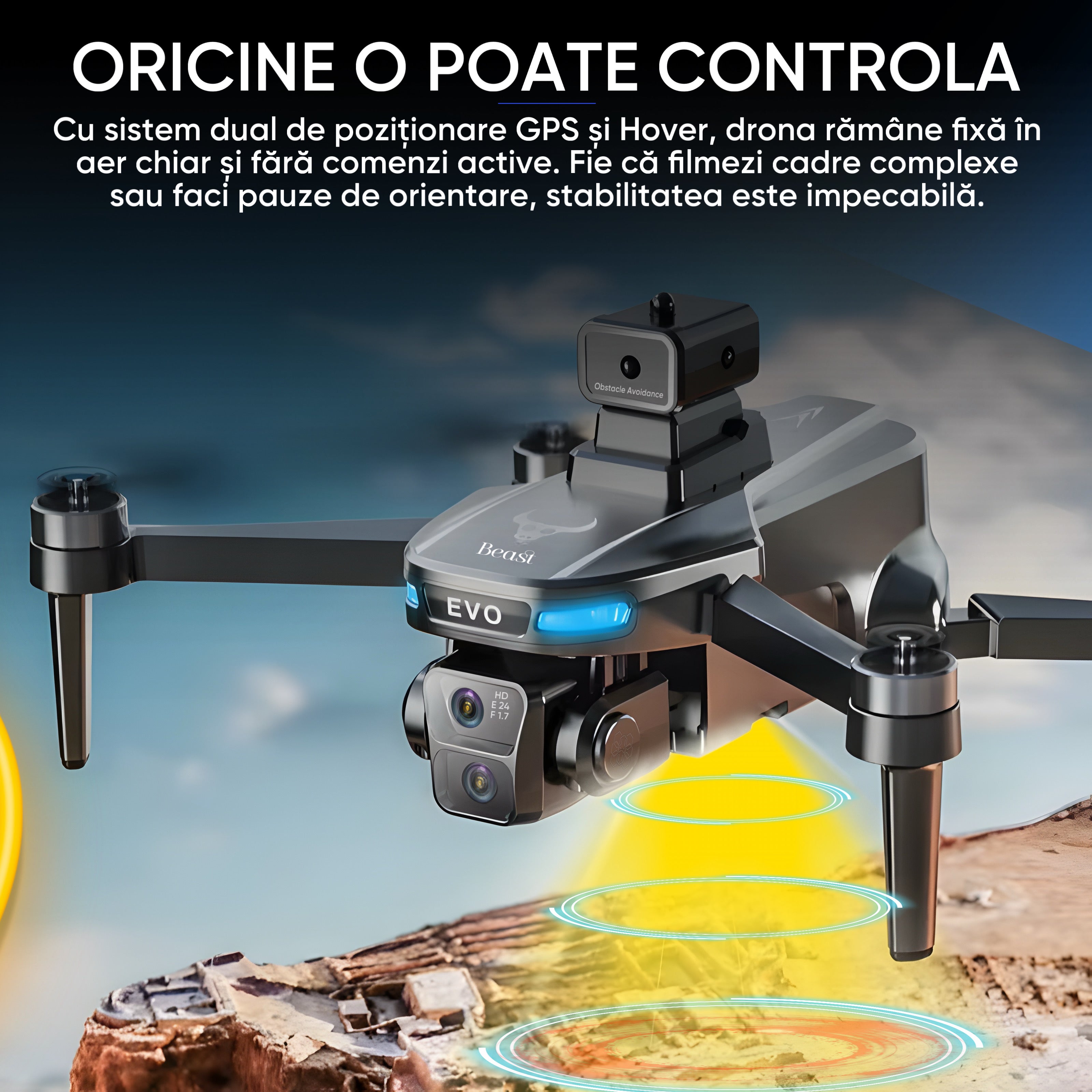 HexaCraft SkyviKING MAX – Drona cu 2 camere HD, ecran 5.9 inch, GPS, evitarea obstacolelor 360, retur automat, 25min zbor, motor brushless