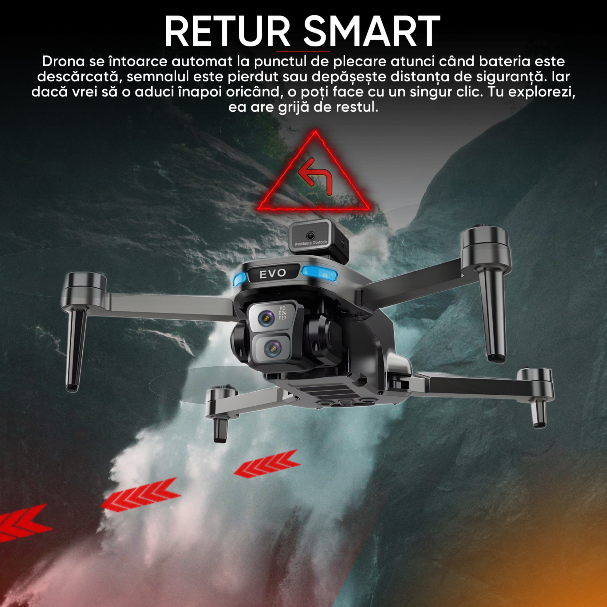 HexaCraft SkyviKING MAX – Drona cu 2 camere HD, ecran 5.9 inch, GPS, evitarea obstacolelor 360, retur automat, 25min zbor, motor brushless