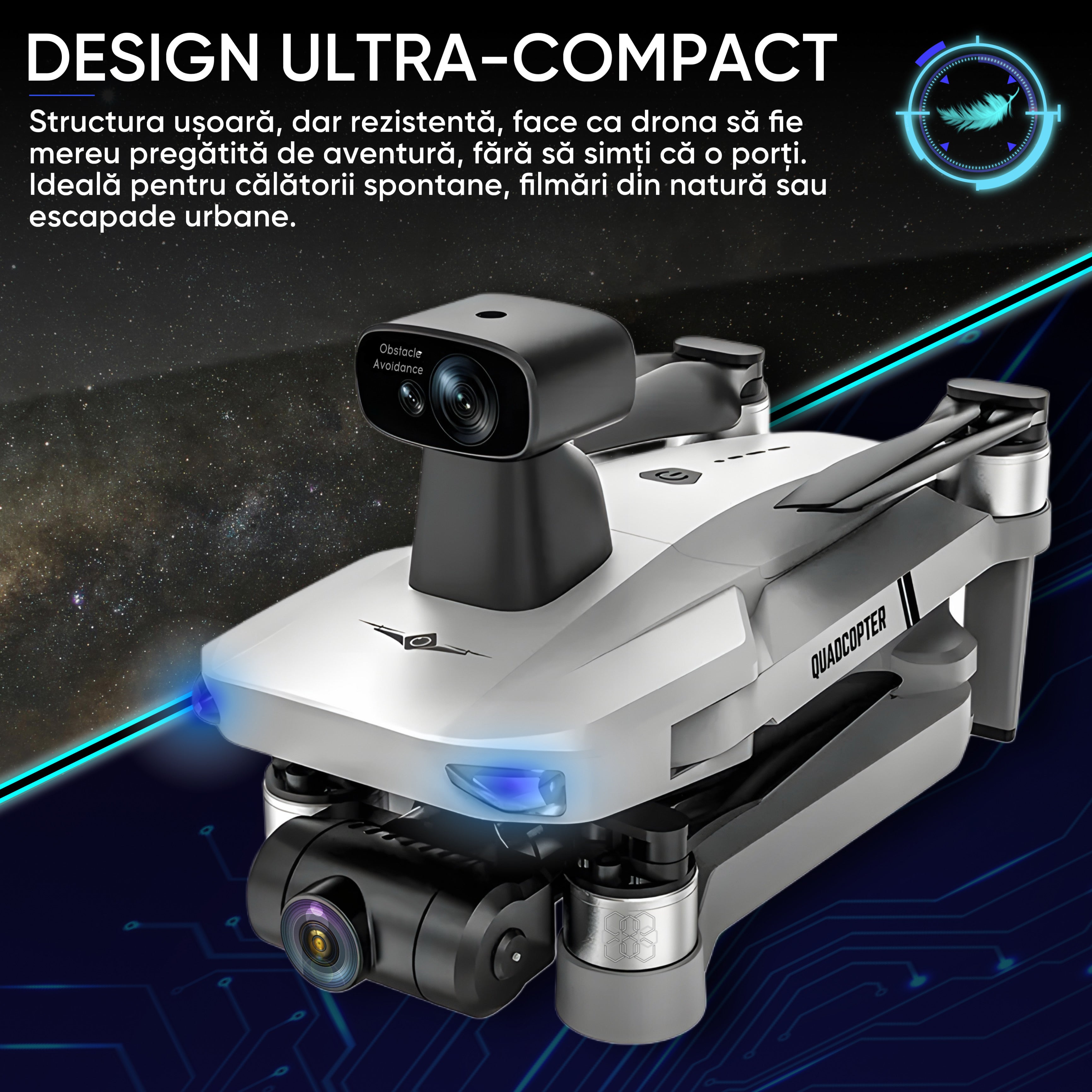 HexaCraft Stratus X – Drona GPS cu Camera 12MP Stabilizare 2 Axe, Senzori 360, Autonomie 25min, Control 5G, Raza 1200m, Return Automat
